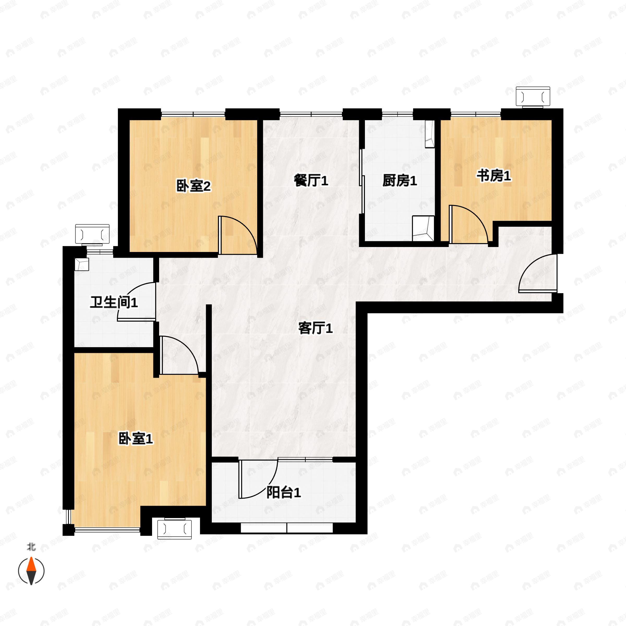 3室2厅1卫建面97平户型图
