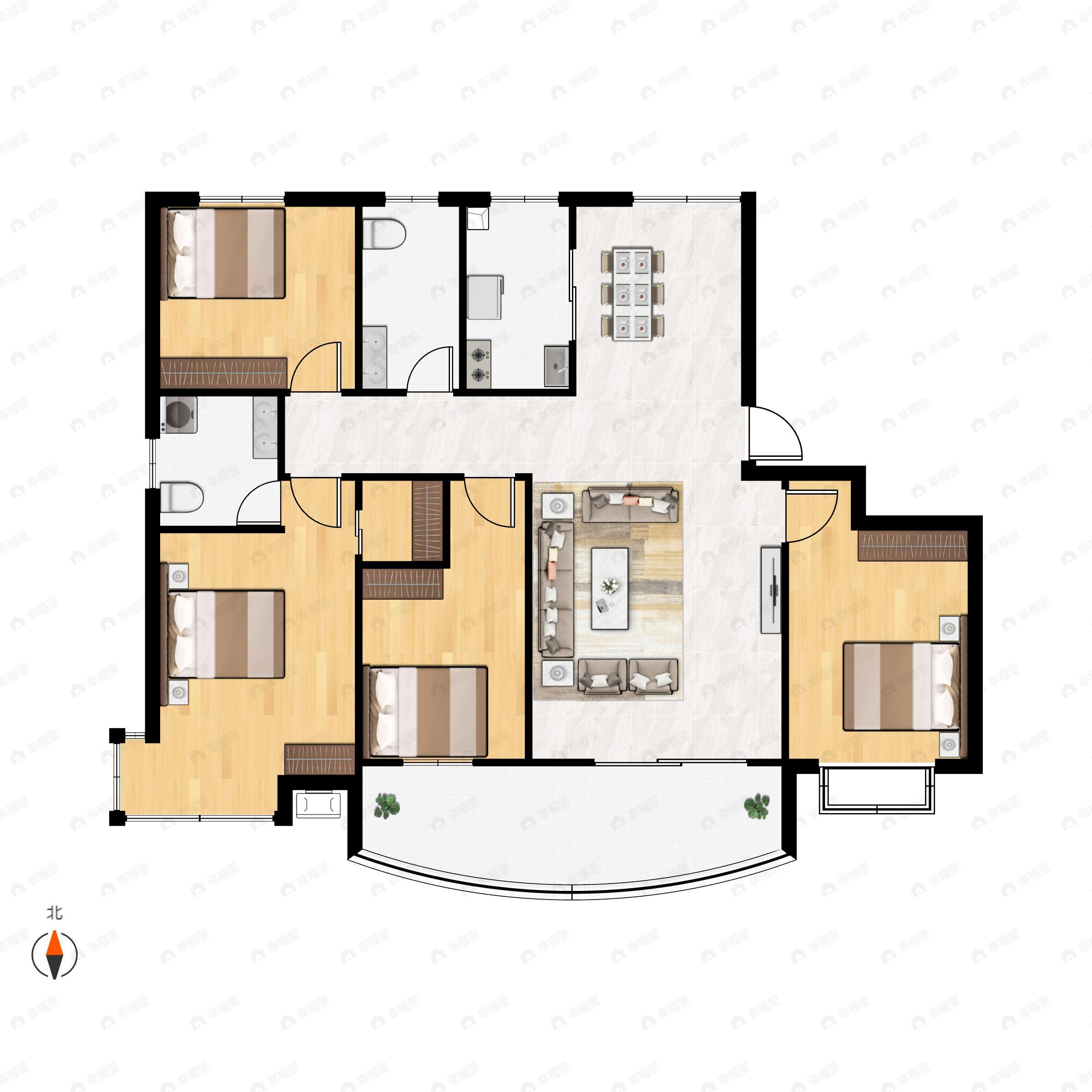4室2厅2卫建面168平户型图