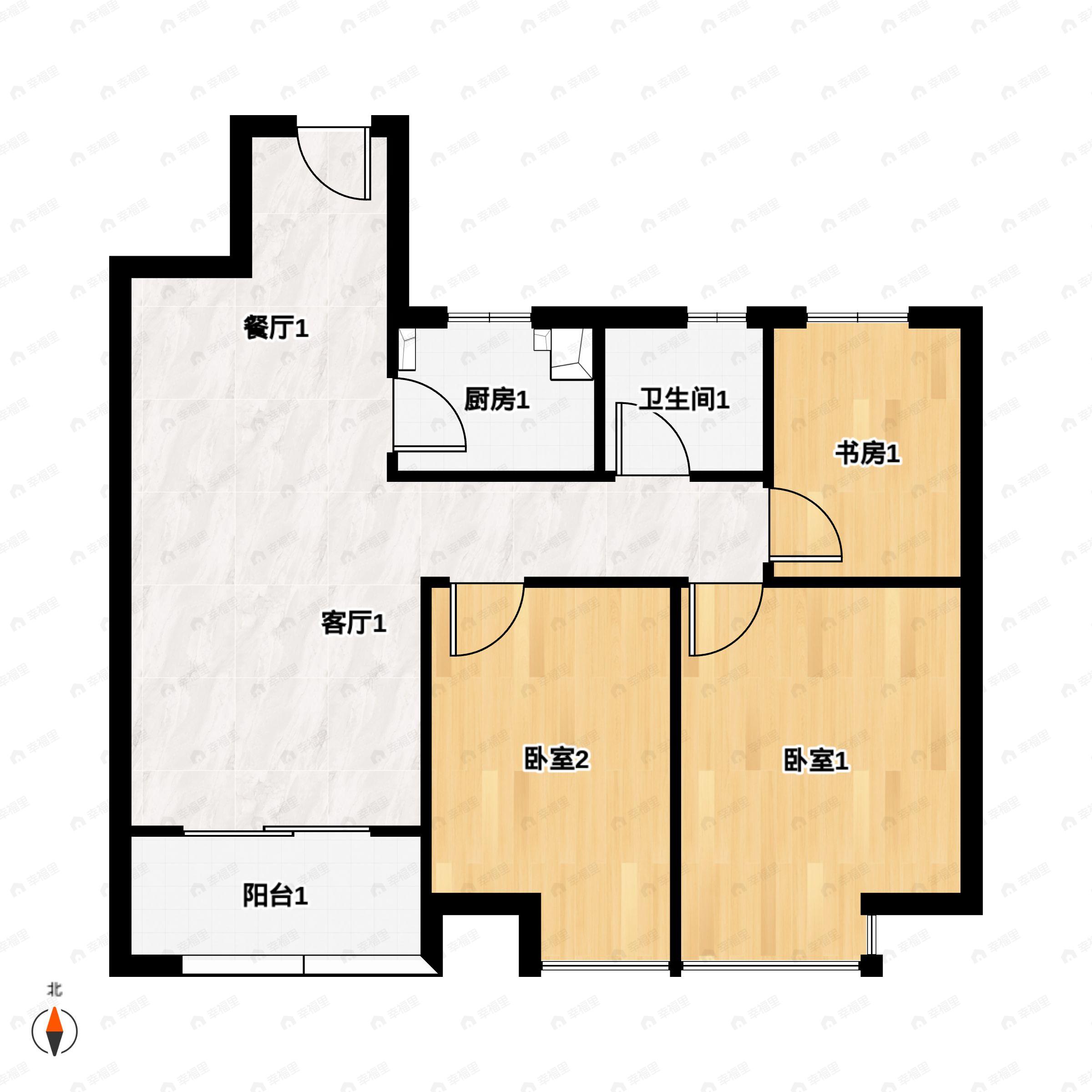 3室2厅1卫建面94平户型图