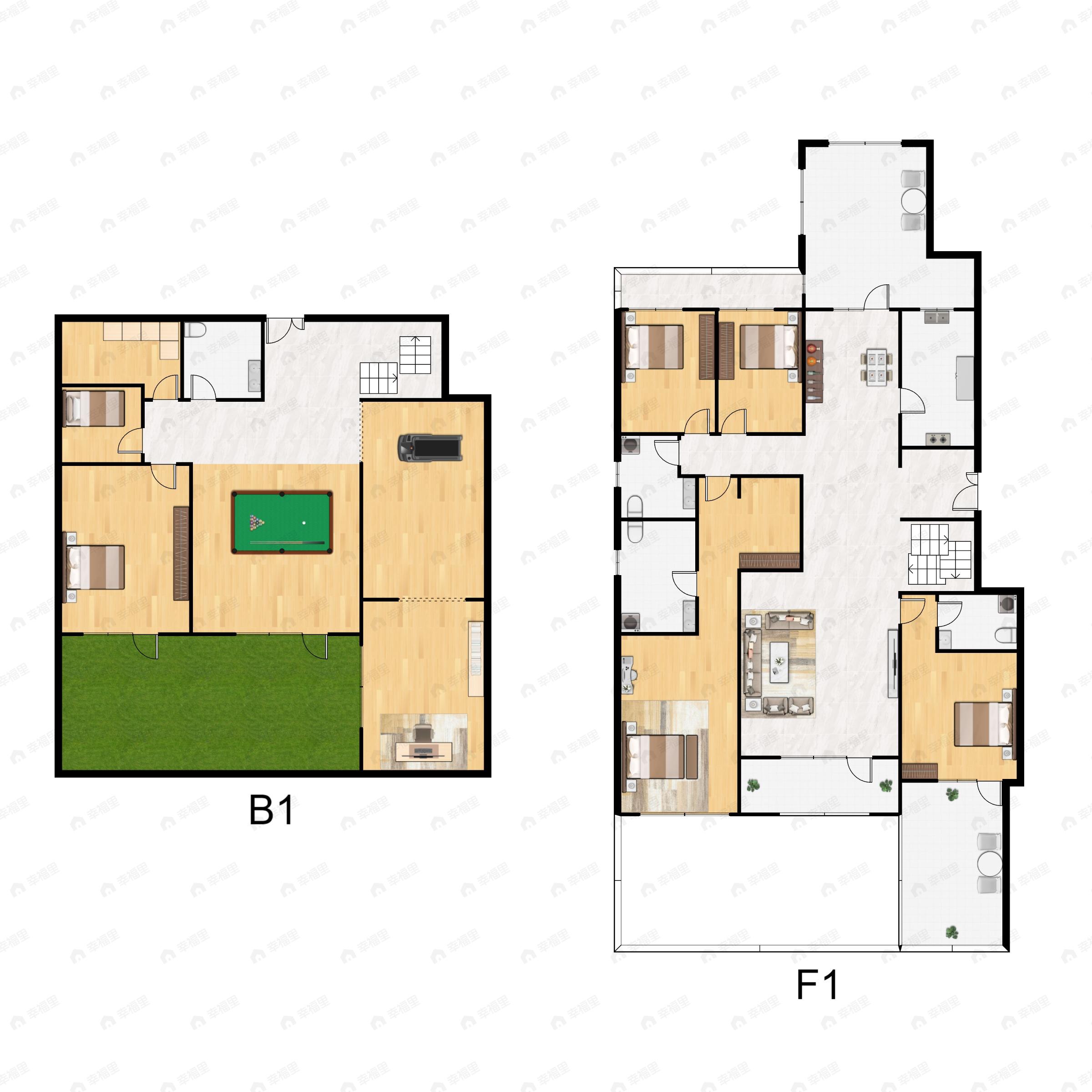 5室3厅4卫建面373平北|南户型图