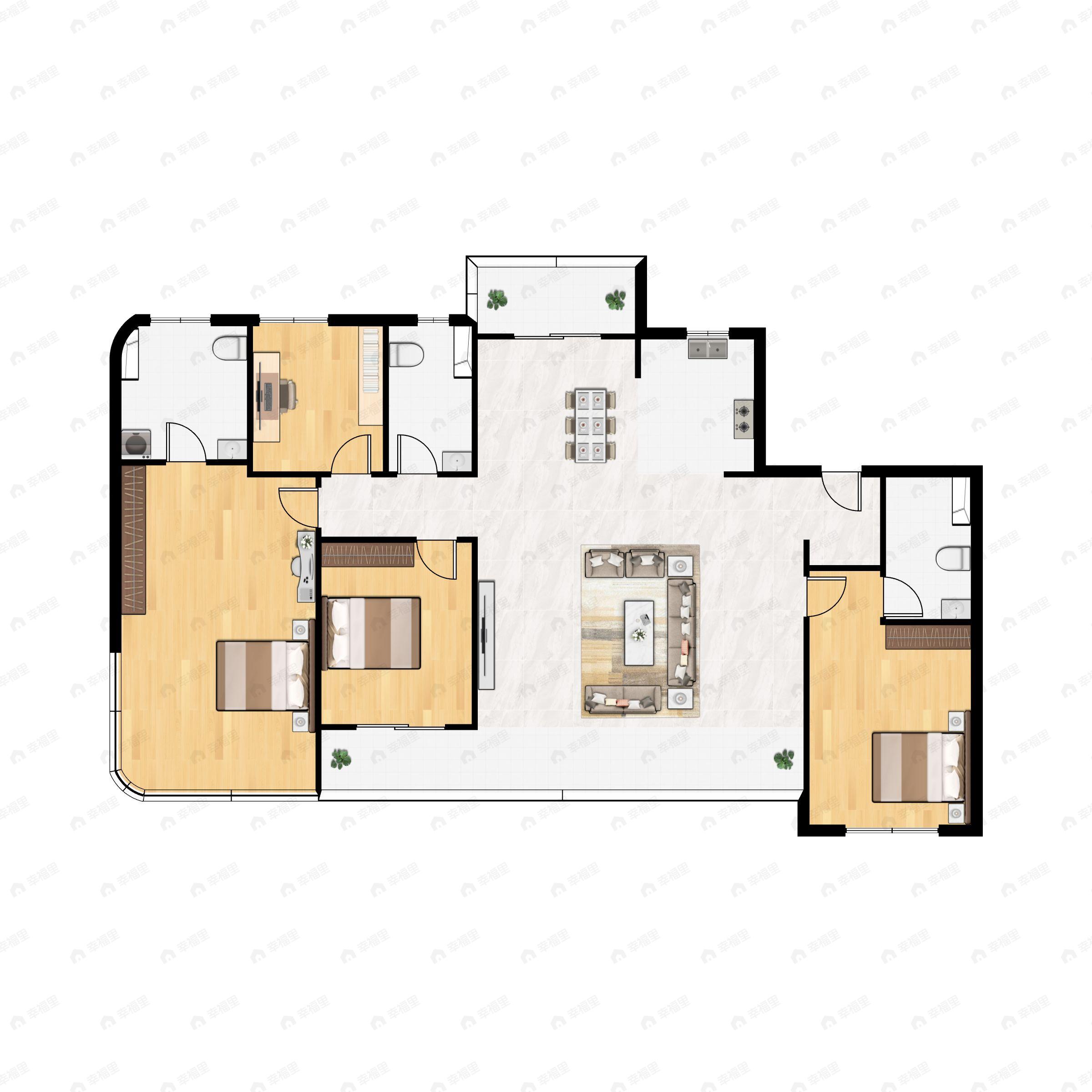 4室3厅2卫建面176平户型图