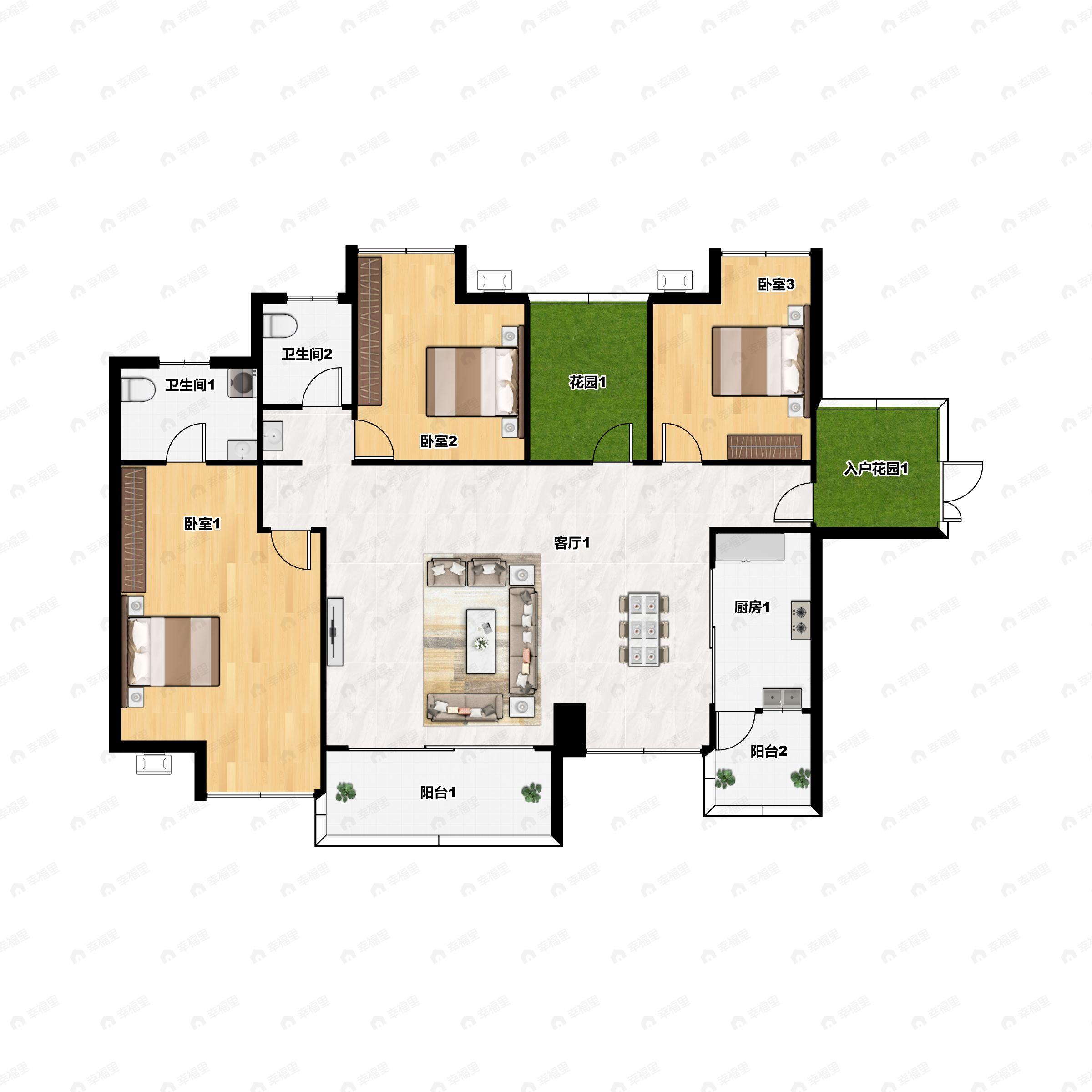 壹品湖山3室2厅2卫户型图