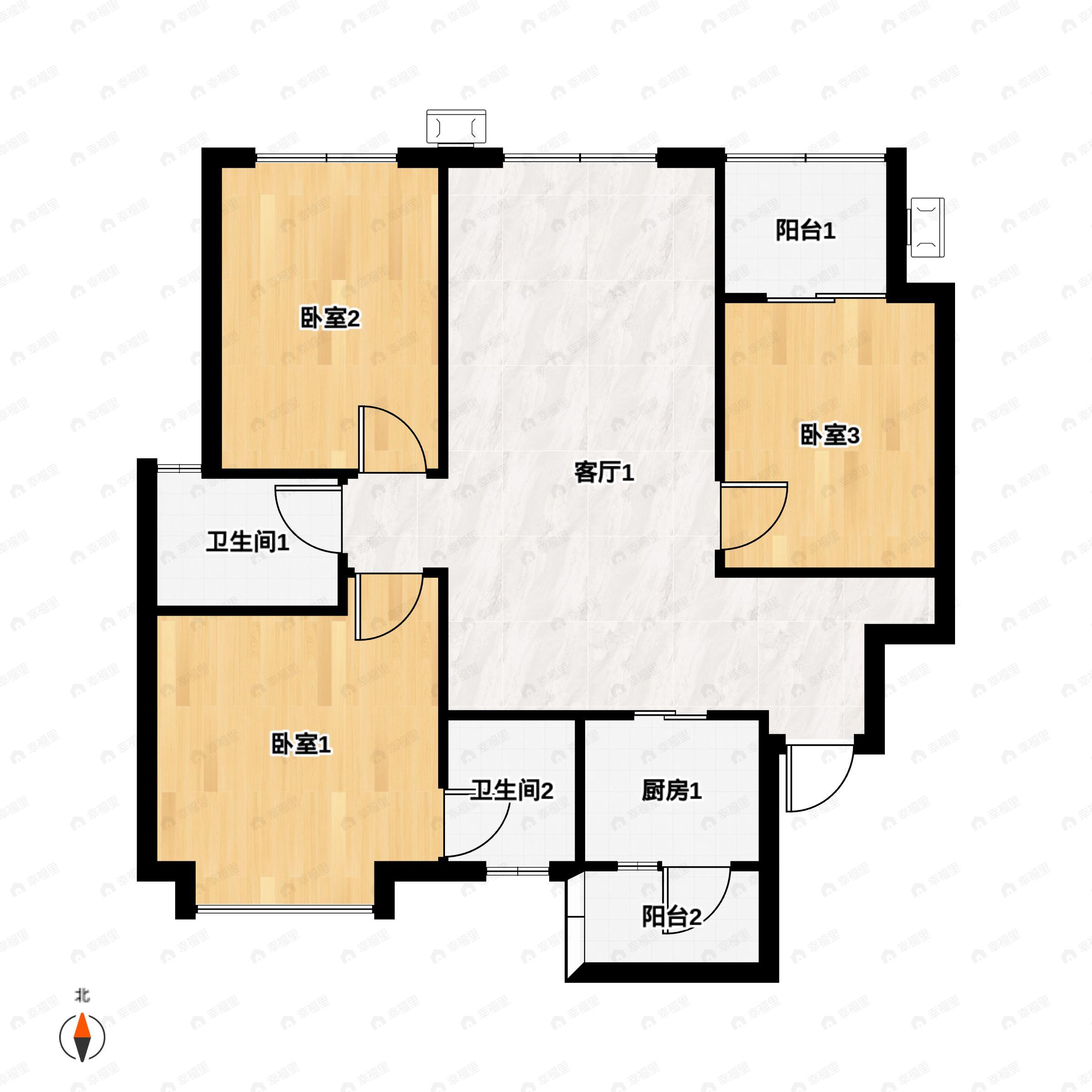 3室2厅2卫建面117平户型图