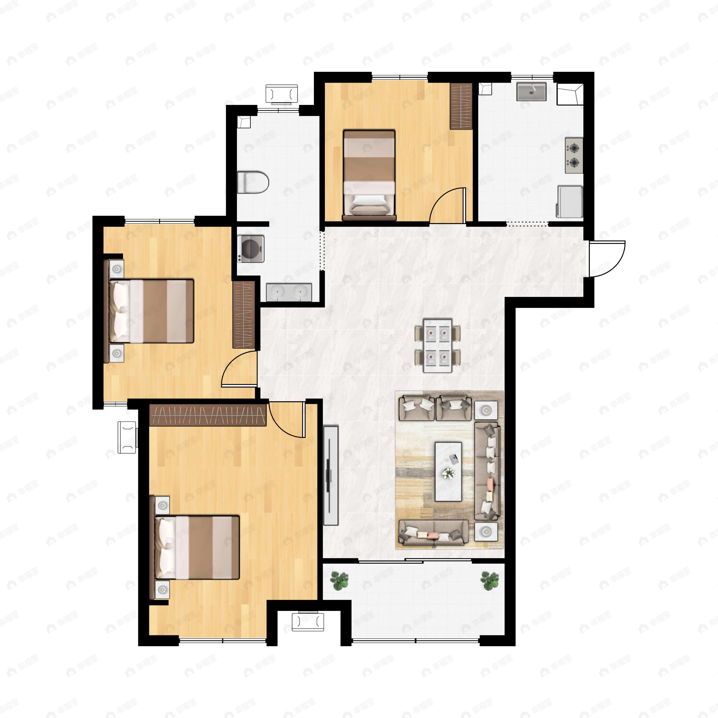 玉潭花溪3室1厅1卫户型图