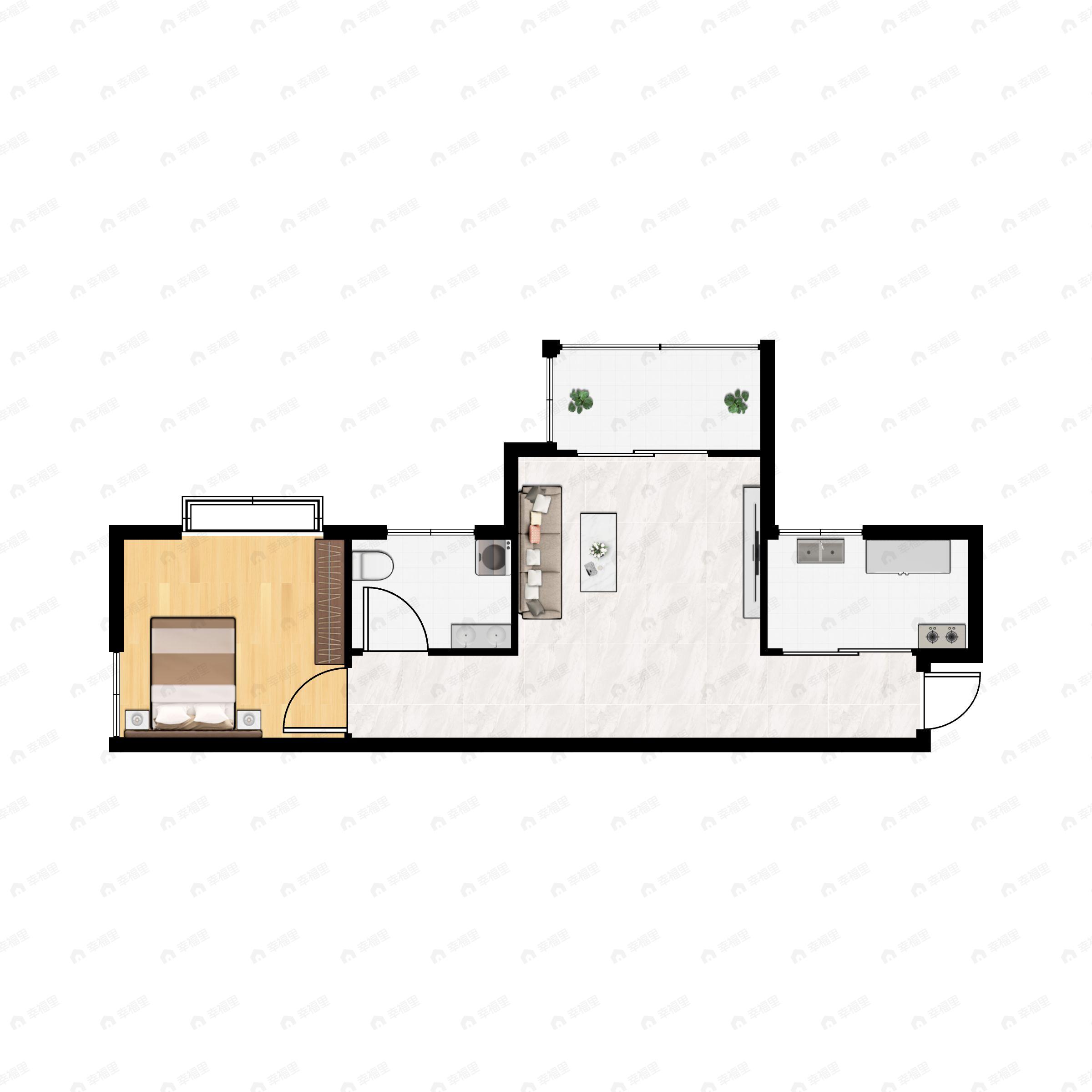 振宁星光广场1室2厅1卫户型图