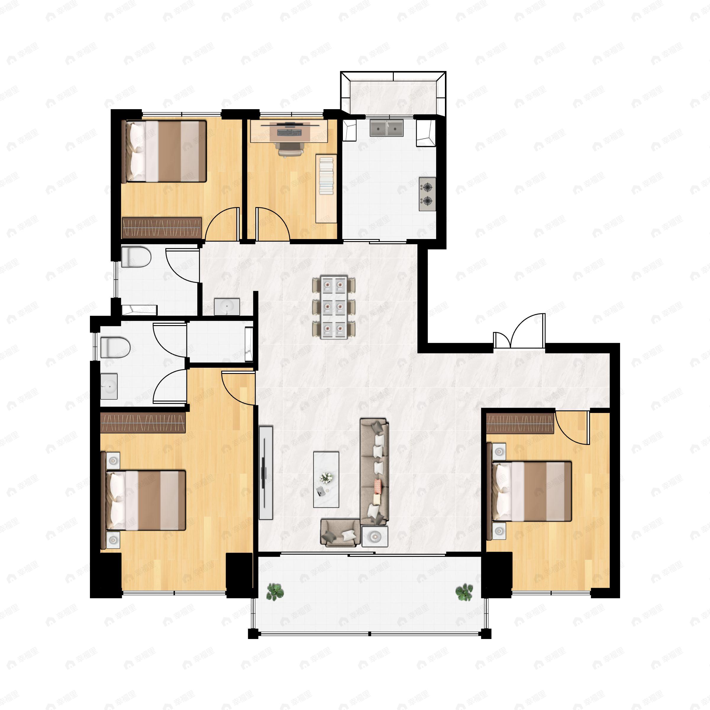 4室2厅2卫建面130平户型图
