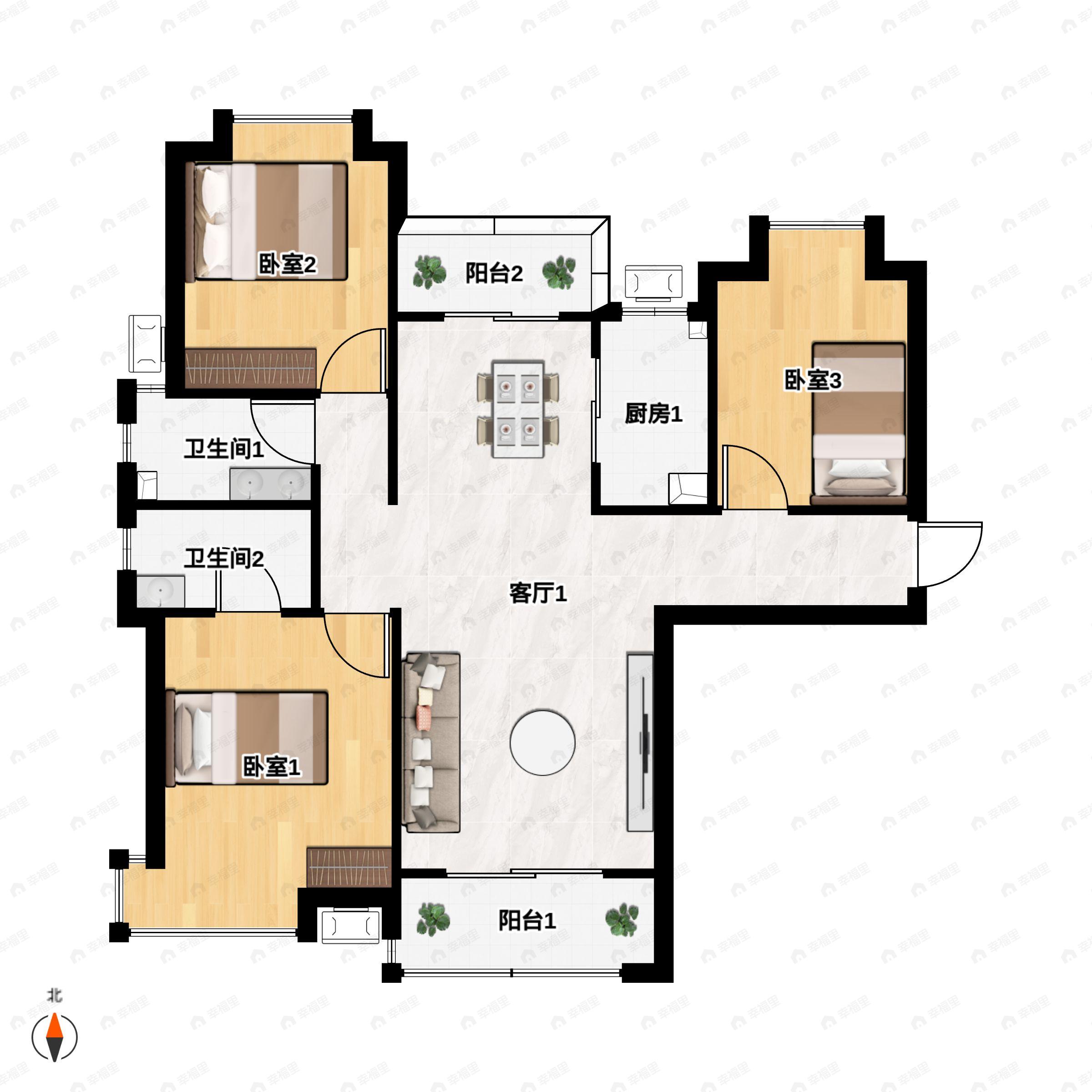 3室2厅2卫建面120平undefined户型图