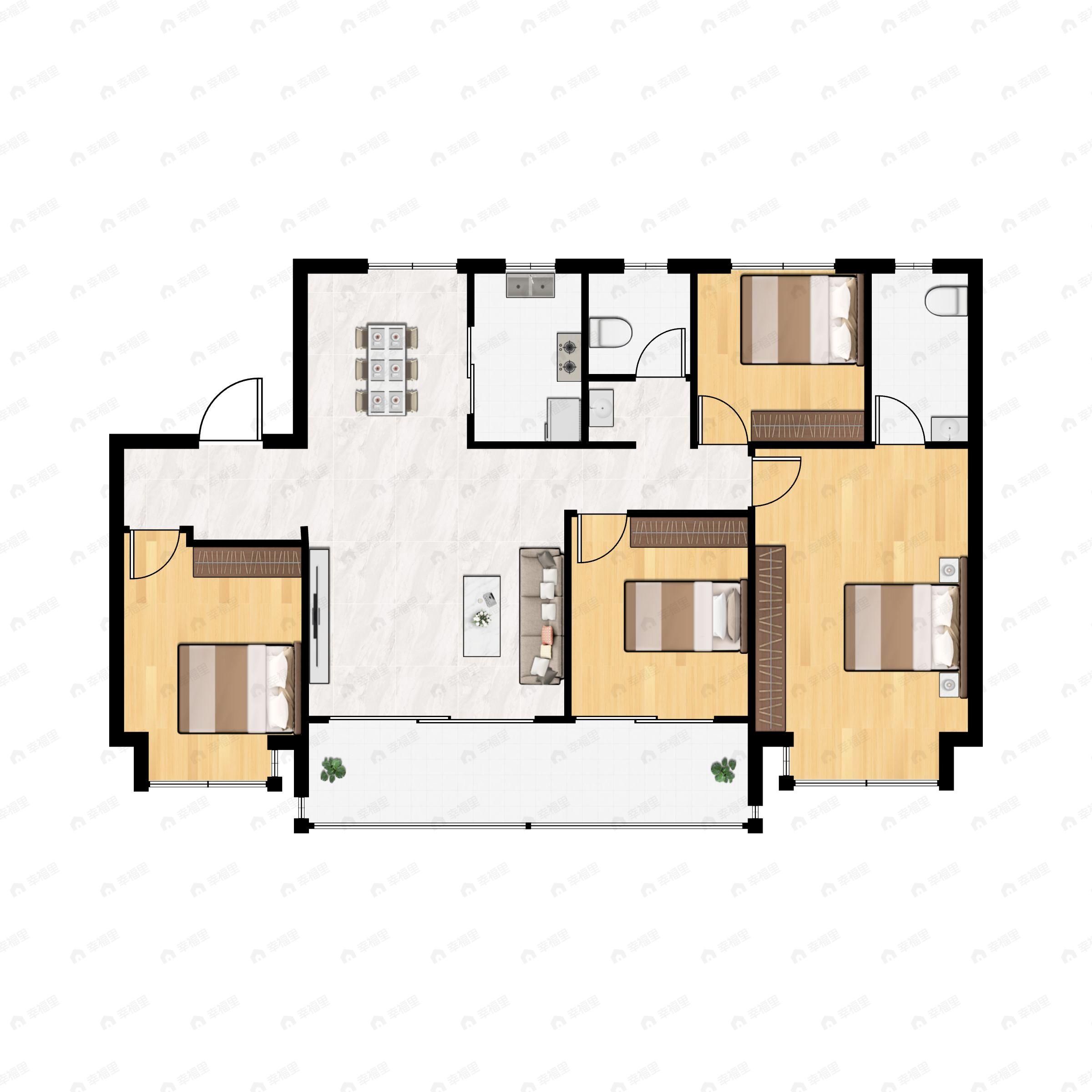 4室2厅2卫建面140平户型图