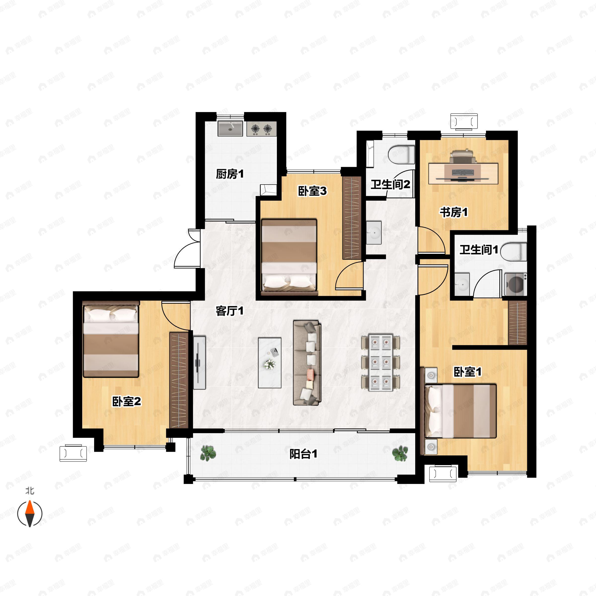 盛唐长安4室2厅2卫户型图
