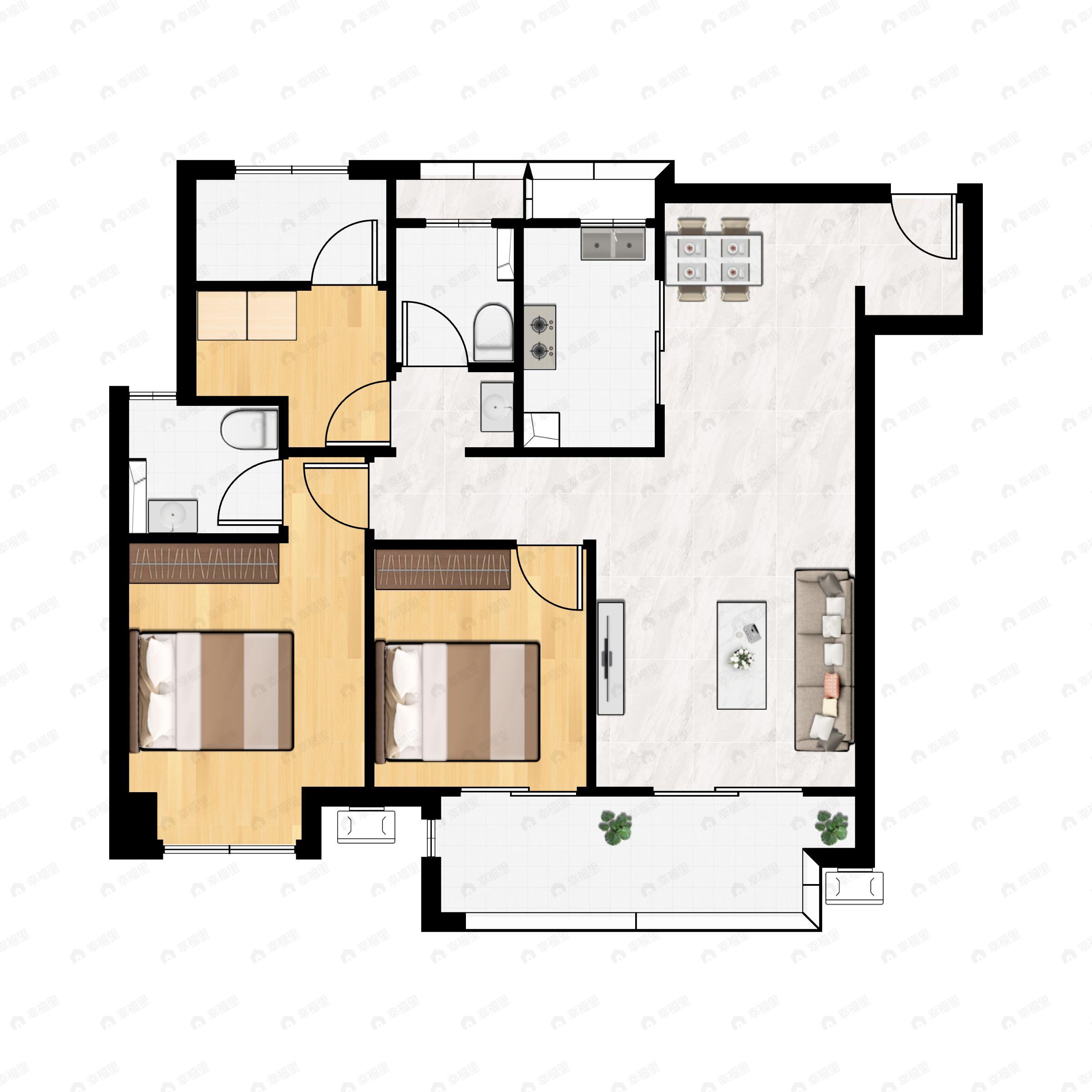 3室2厅2卫建面110平户型图