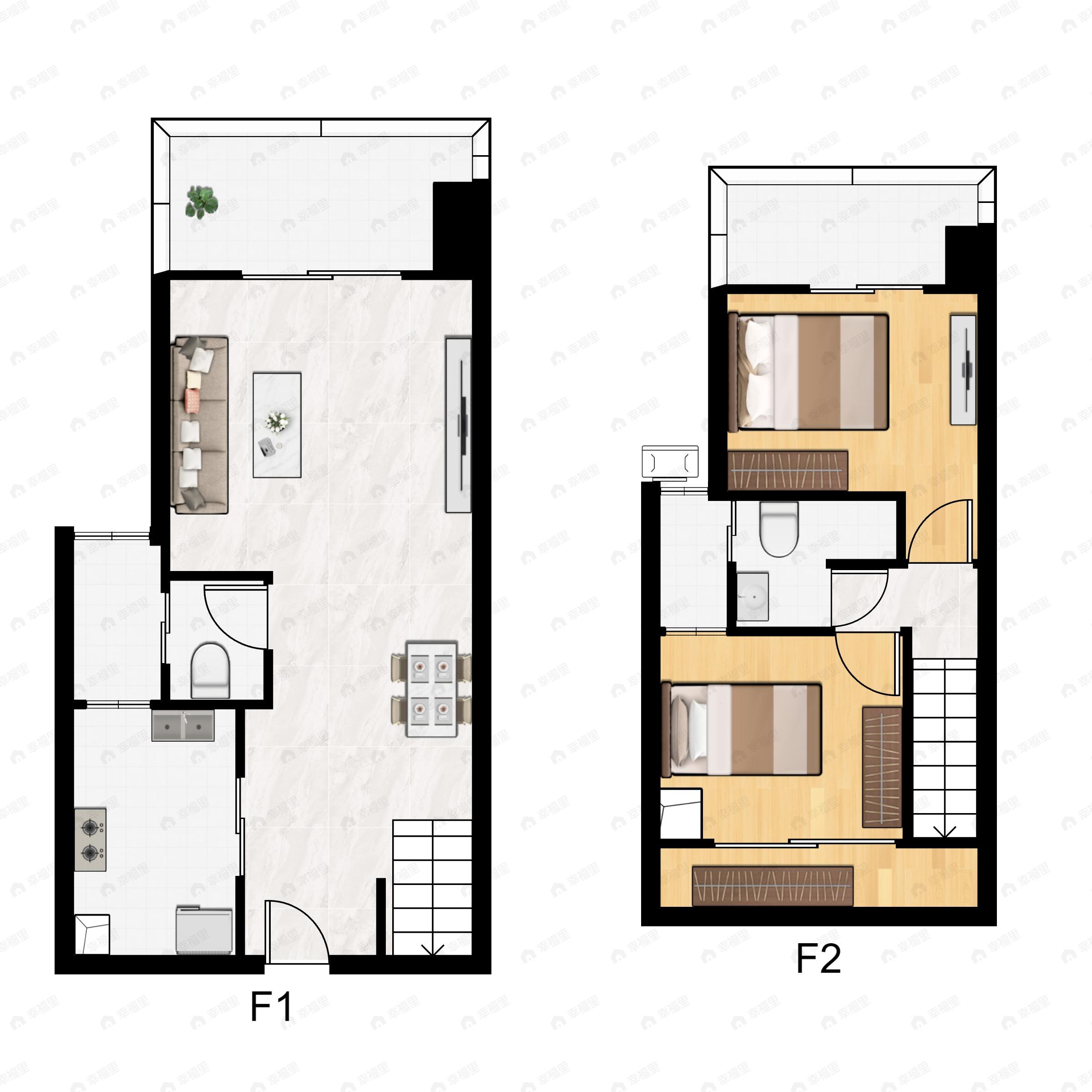 大源欢乐颂2室2厅2卫户型图
