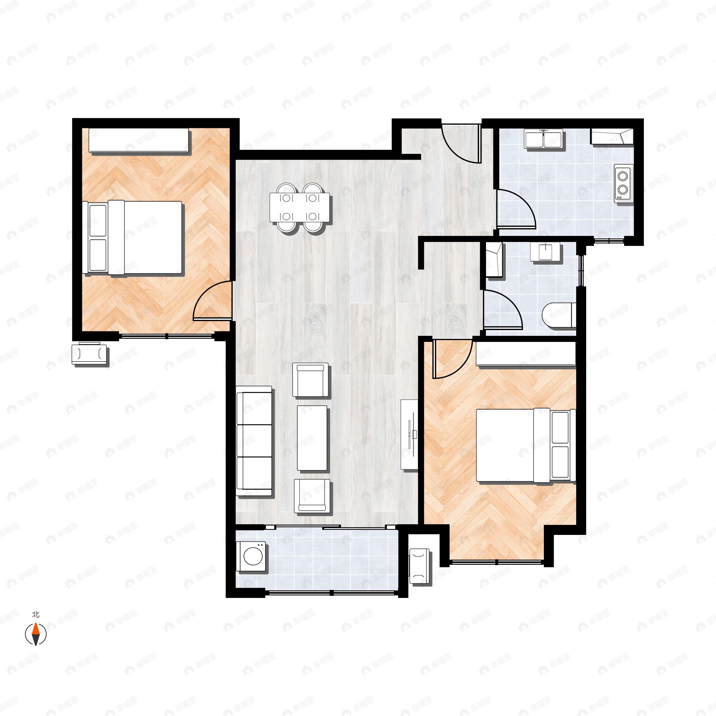 2室2厅1卫建面81平户型图
