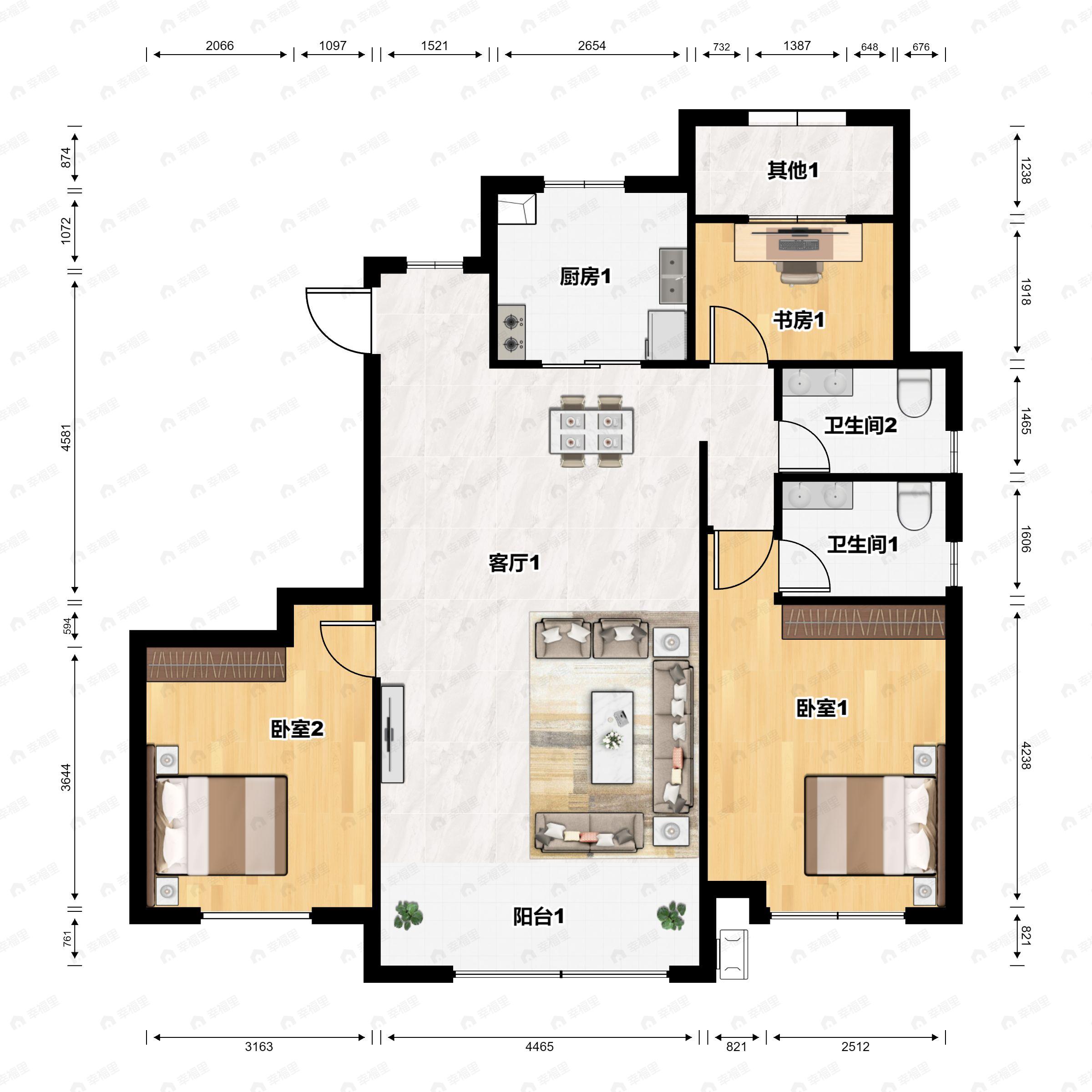 3室2厅2卫建面143平南户型图