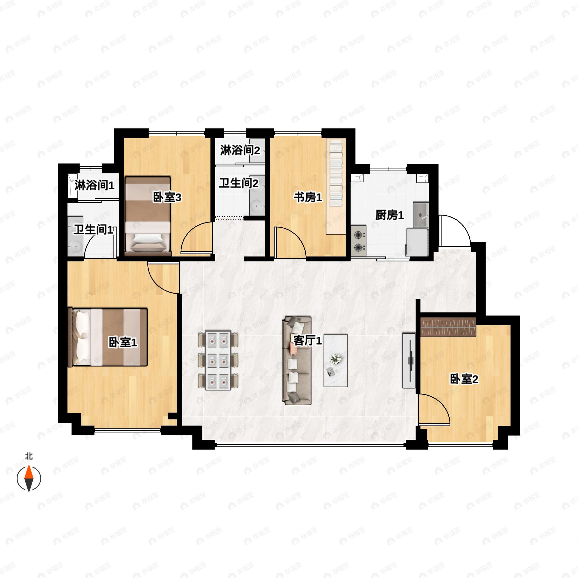 绿城·明月兰庭4室2厅2卫户型图