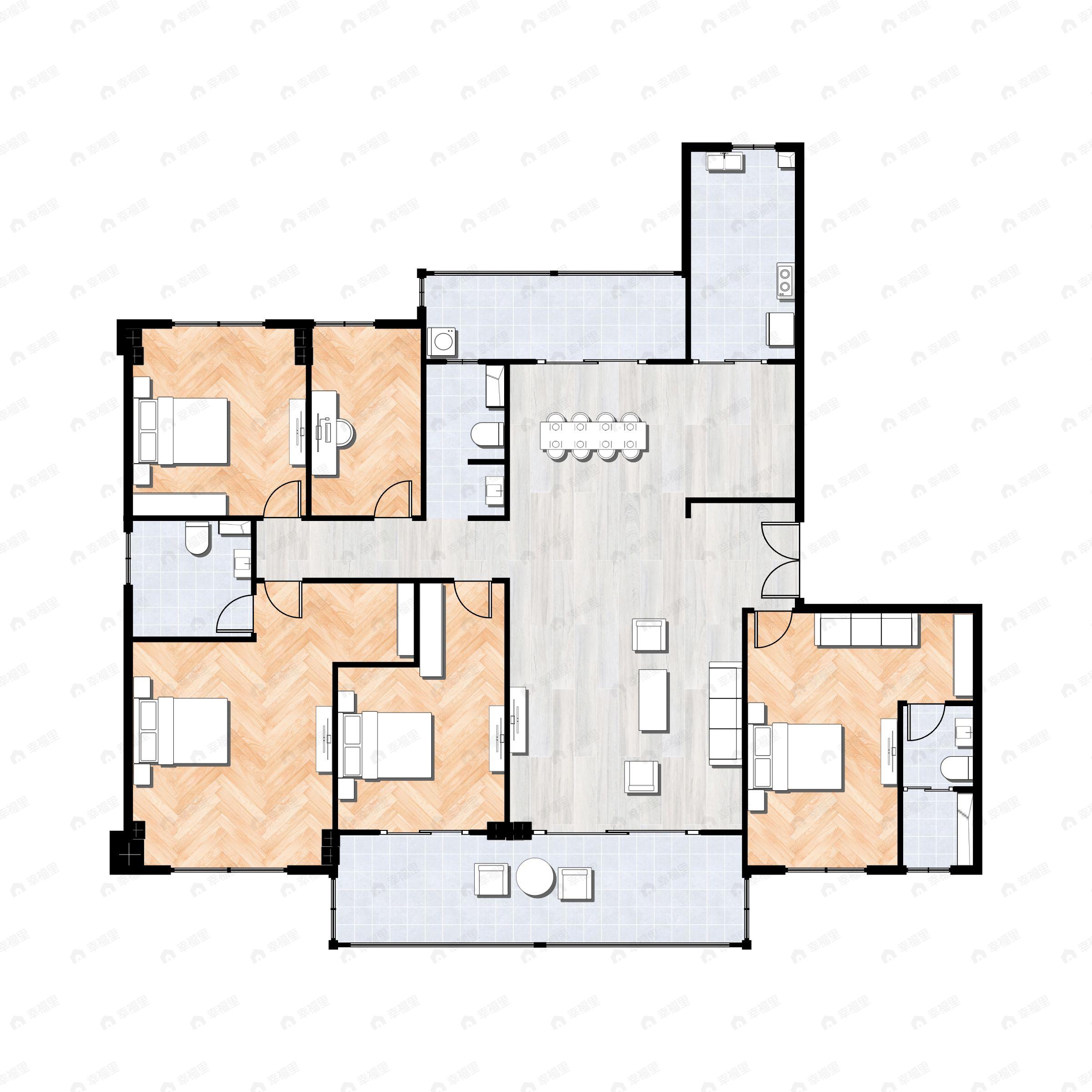 5室2厅3卫建面230平南户型图