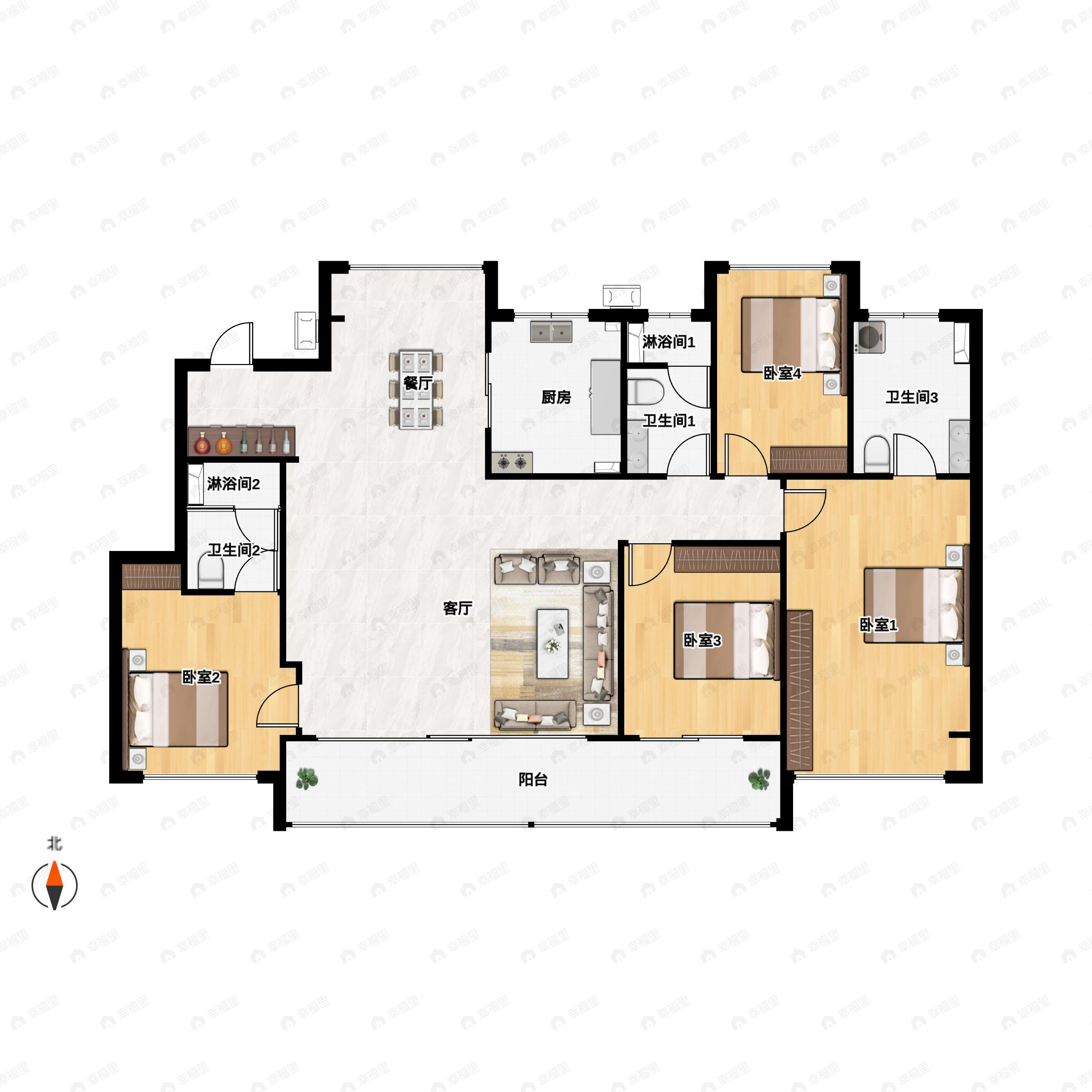 信达督府天承4室2厅3卫户型图