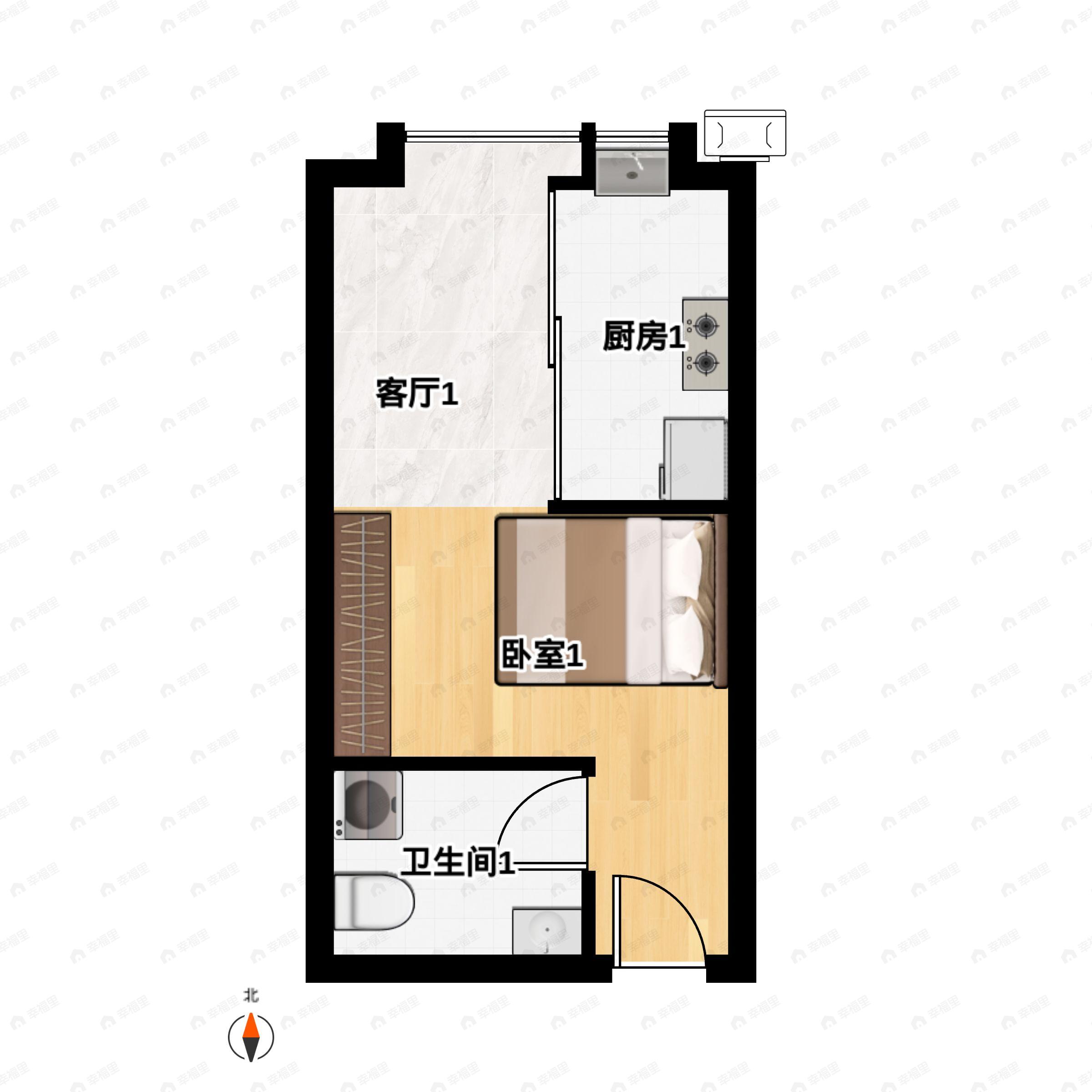 美居·大都会Meet1室1厅1卫户型图