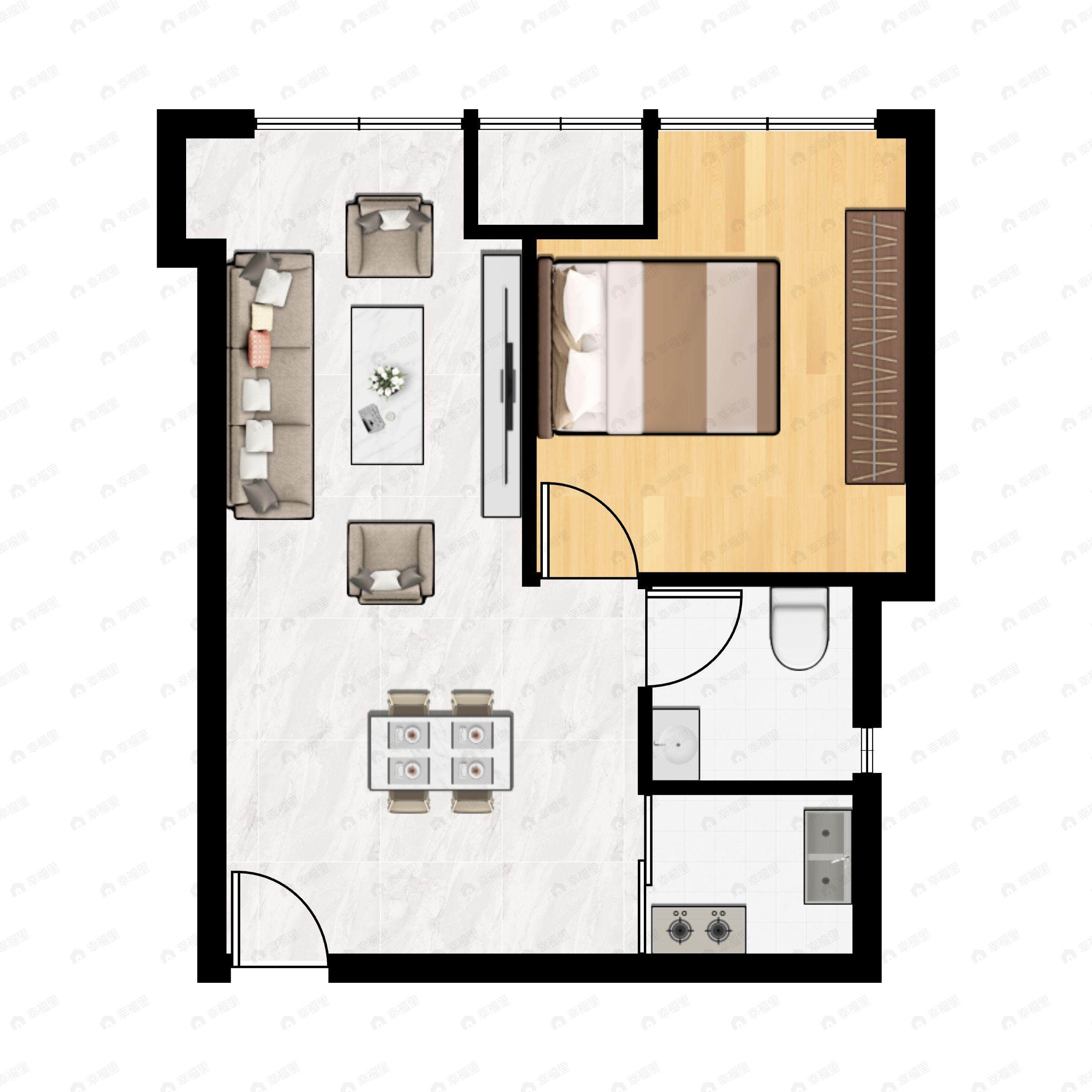 1室2厅1卫建面82平户型图