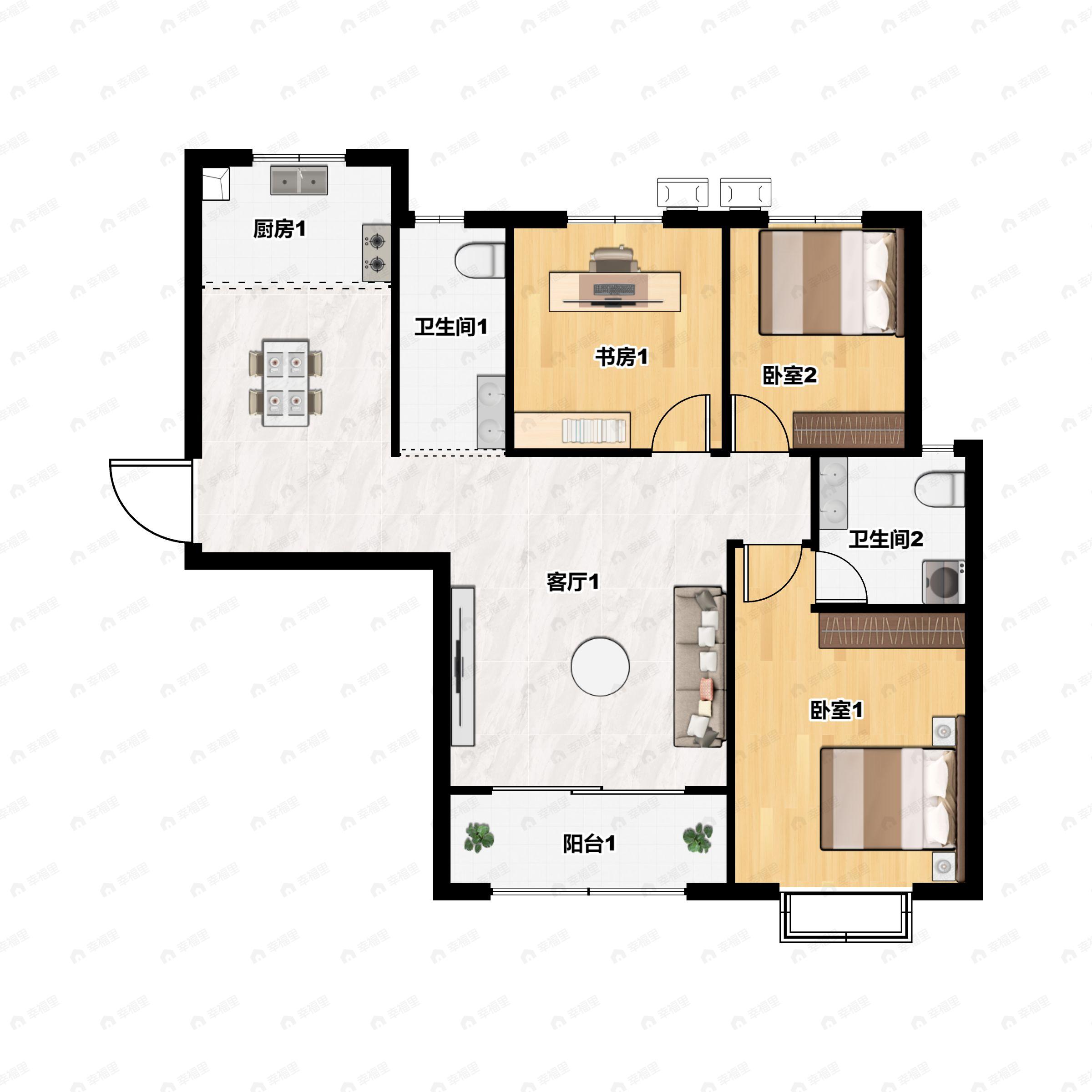 3室2厅2卫建面135平户型图