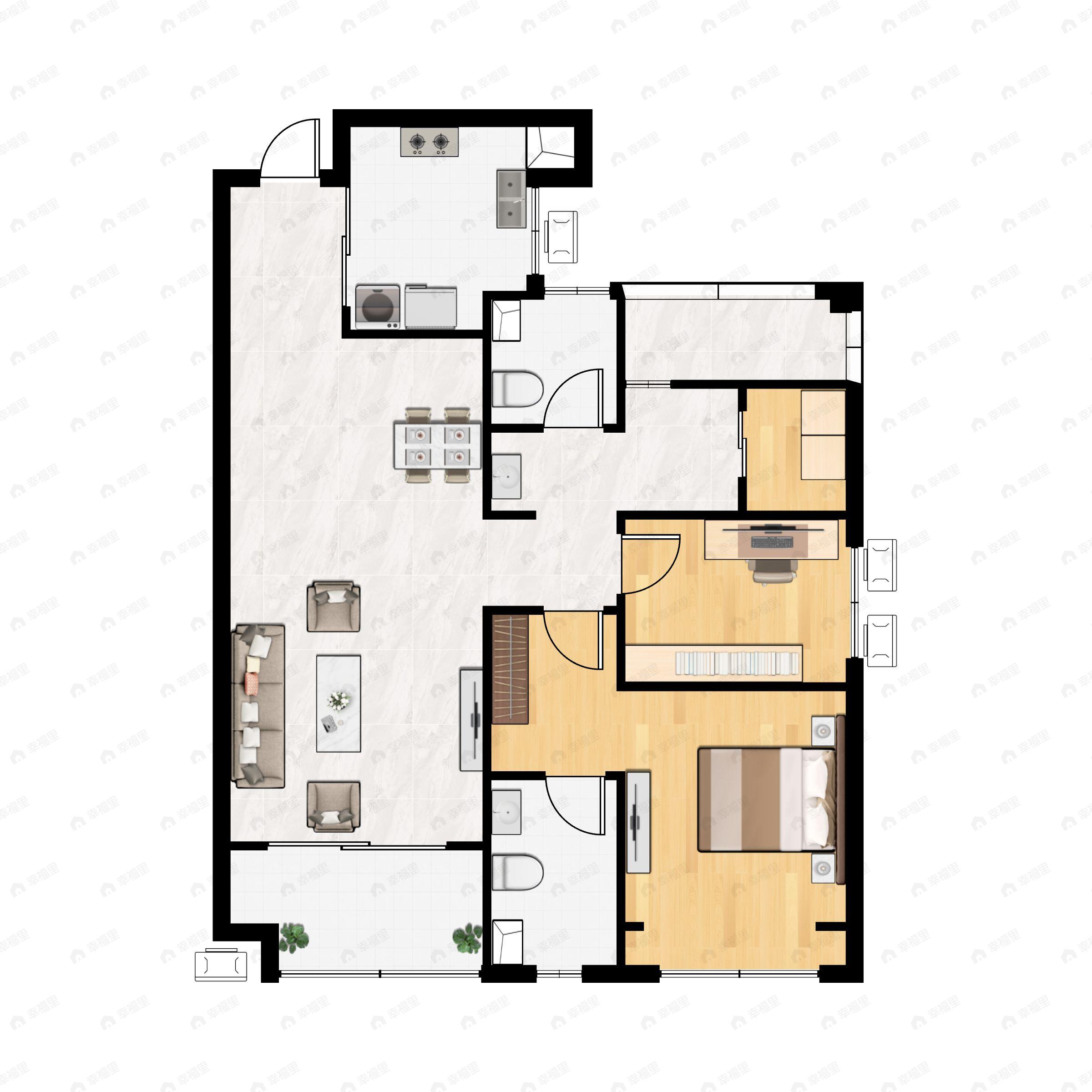 3室2厅2卫建面97平户型图