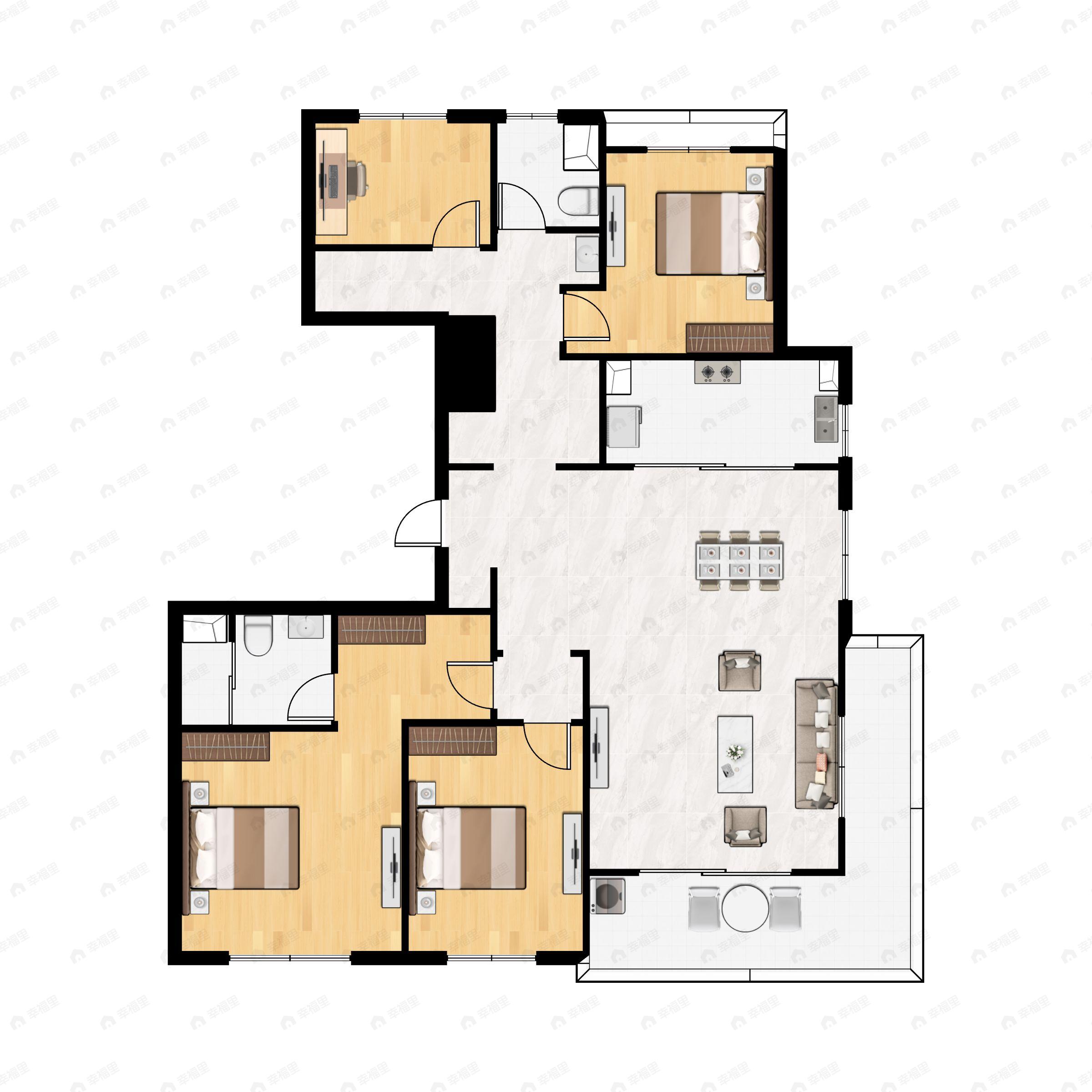 4室2厅2卫建面165平户型图
