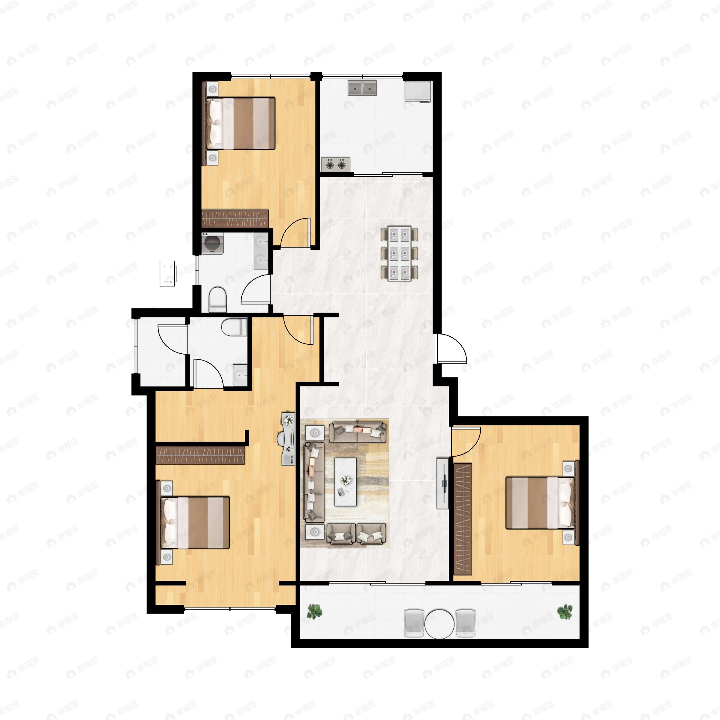绿城诚园3室2厅2卫户型图