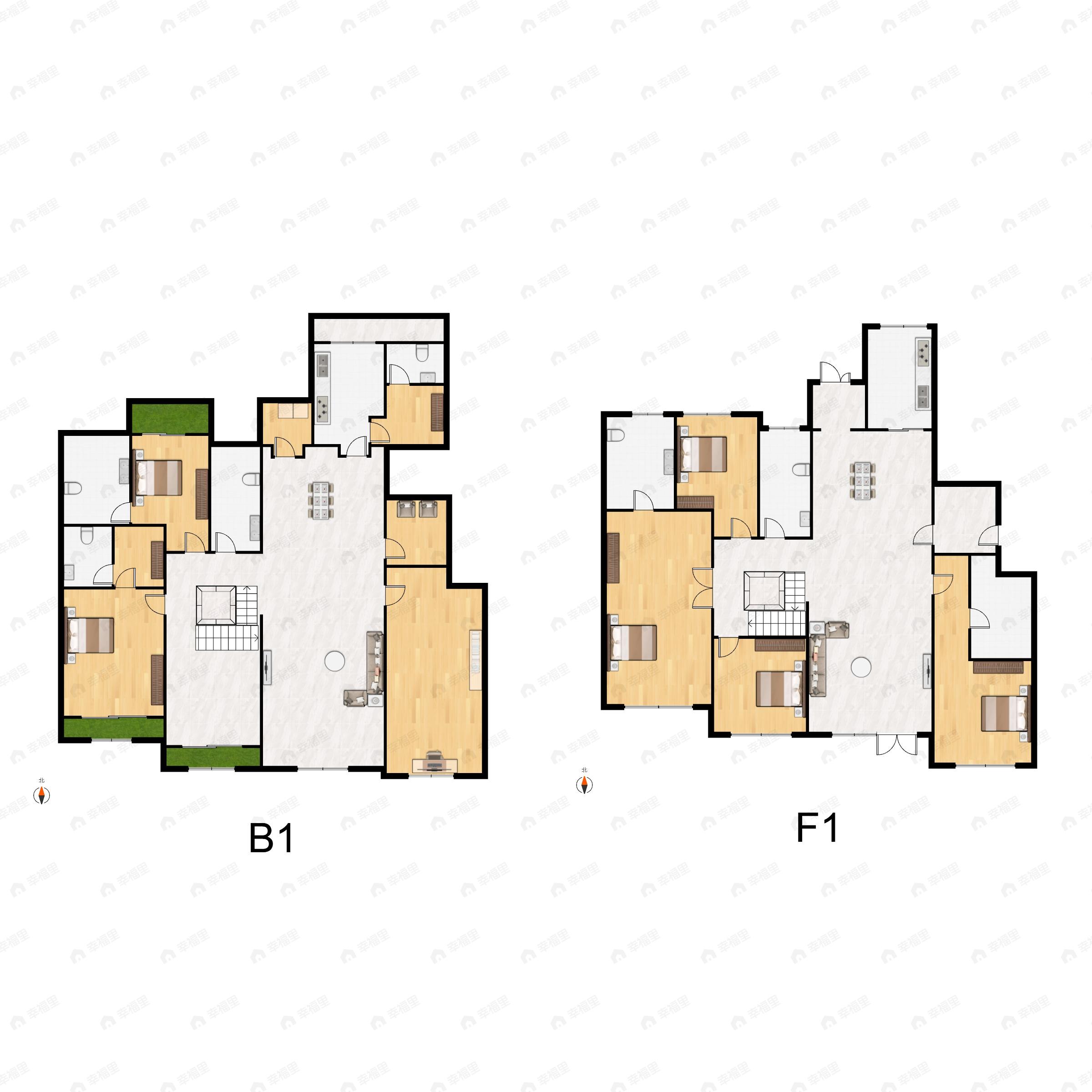 7室4厅7卫建面480平南户型图