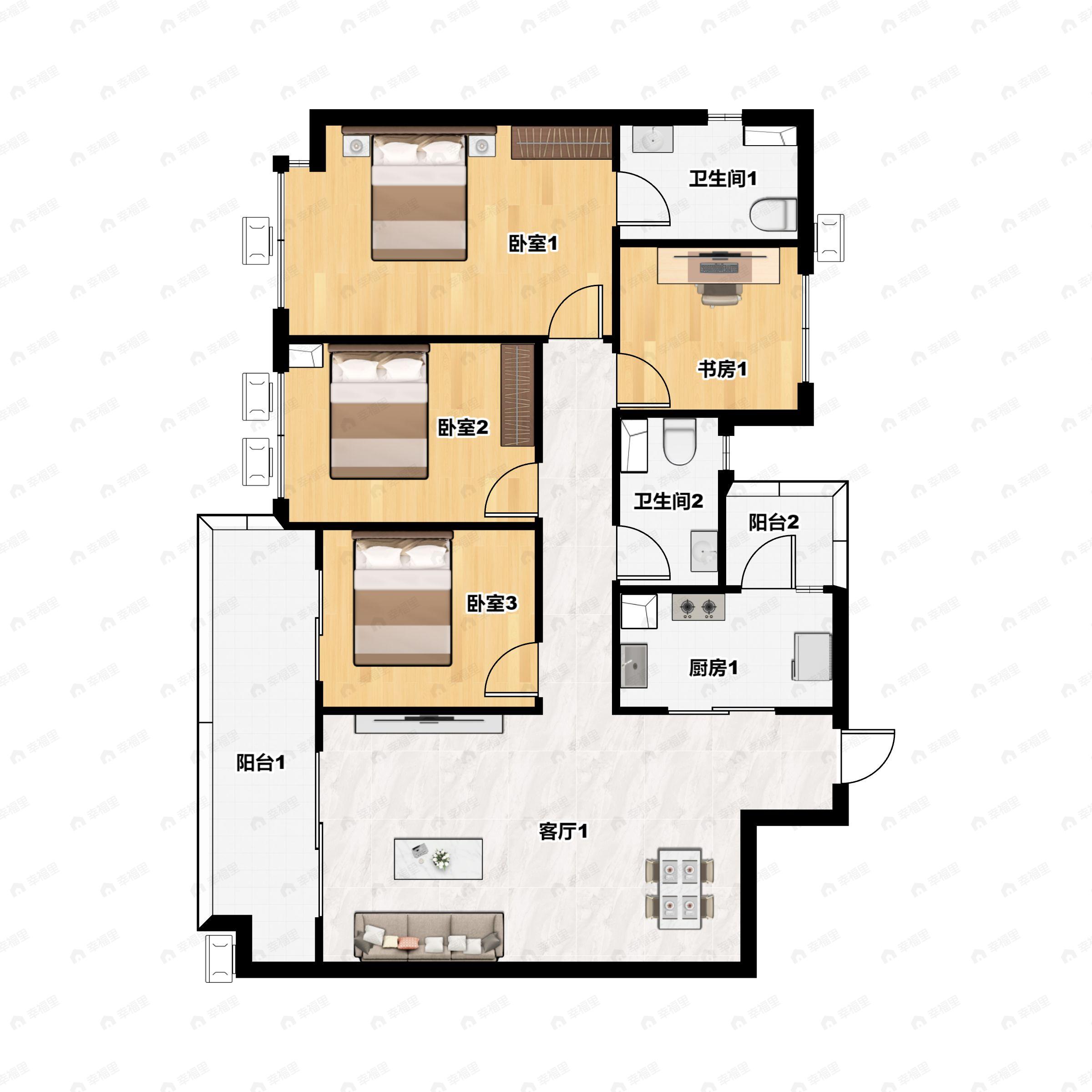 4室2厅2卫建面133平户型图