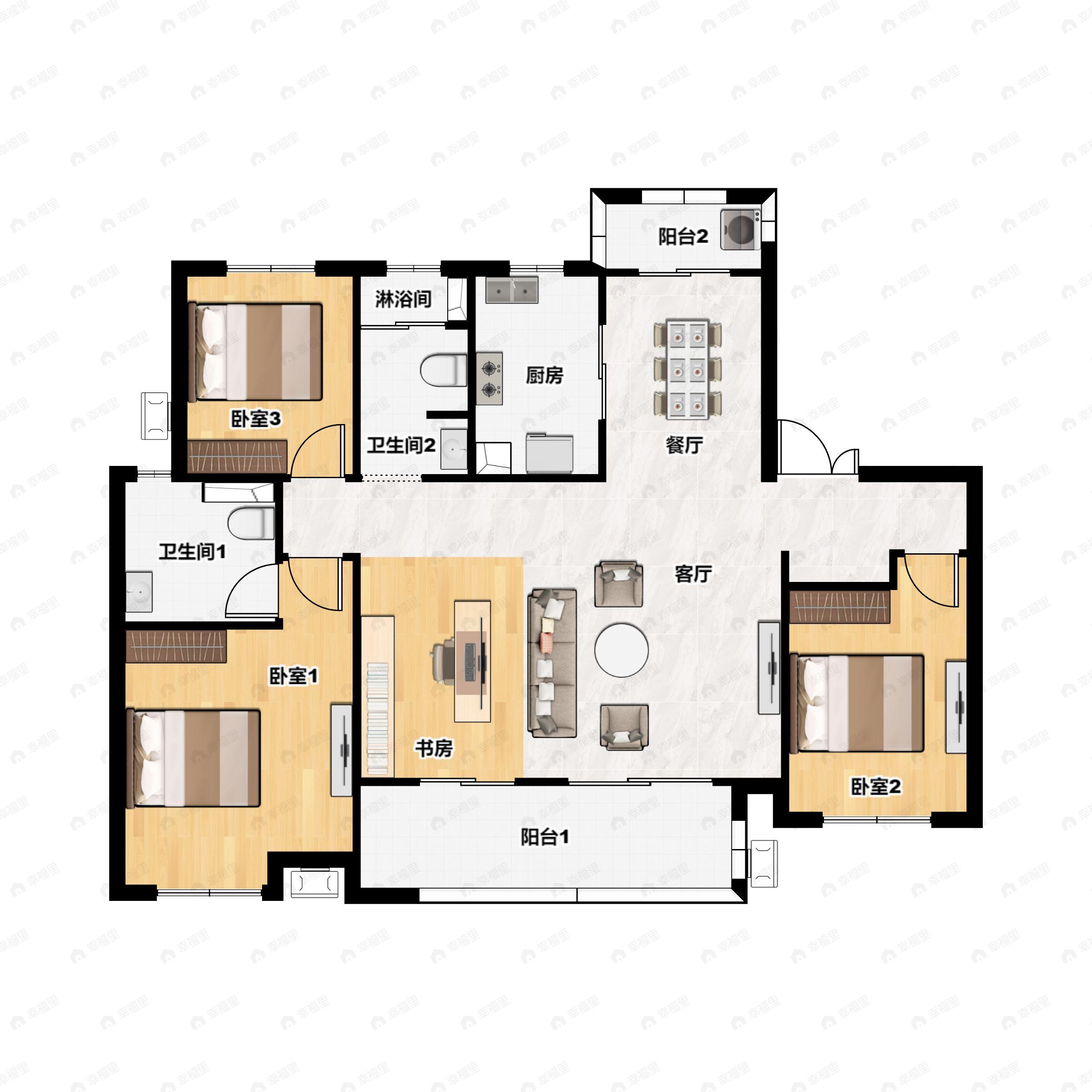 南召建业城3室2厅2卫户型图