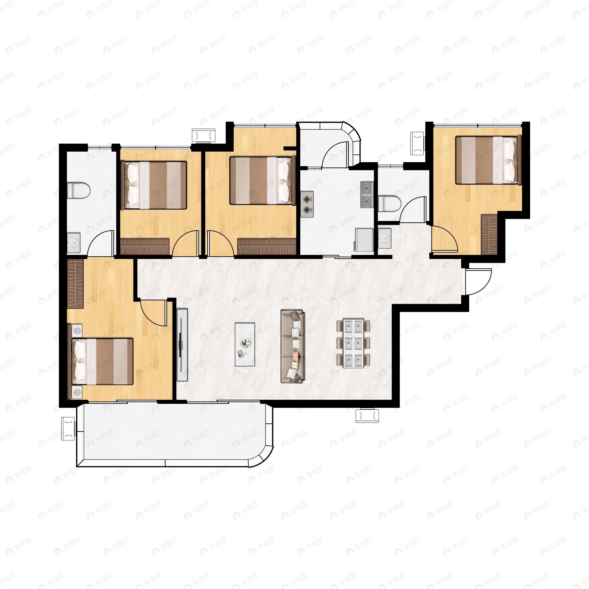 4室2厅2卫建面129平户型图