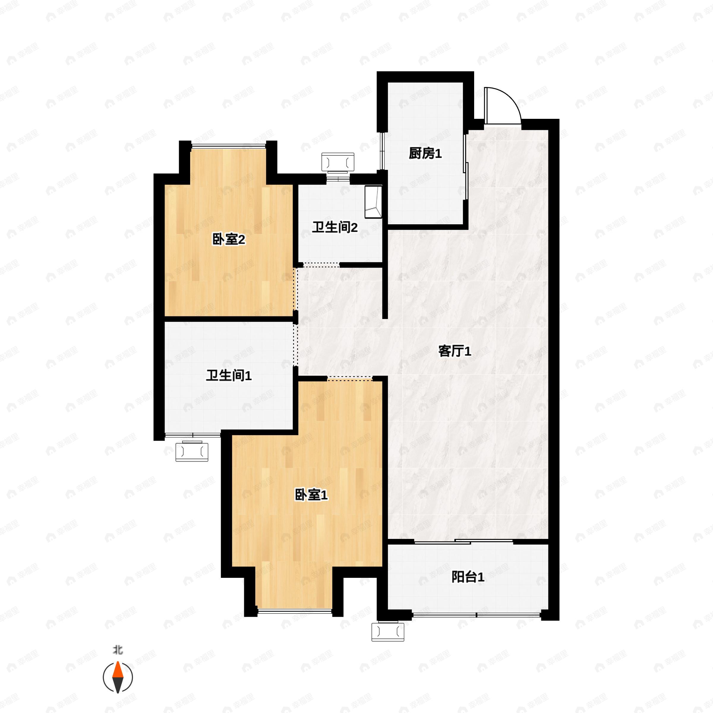 3室2厅1卫建面89平户型图