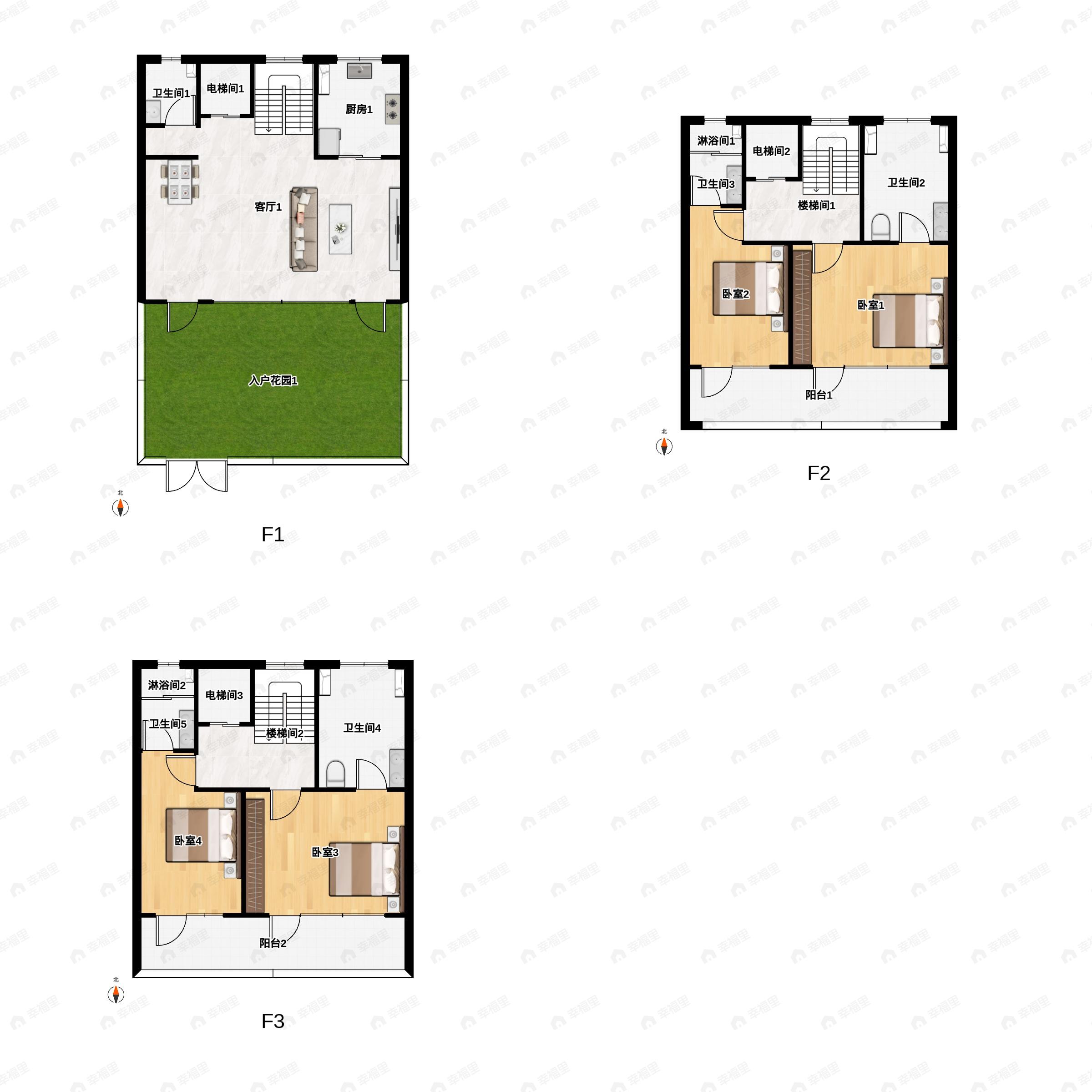 4室2厅5卫建面207平南户型图