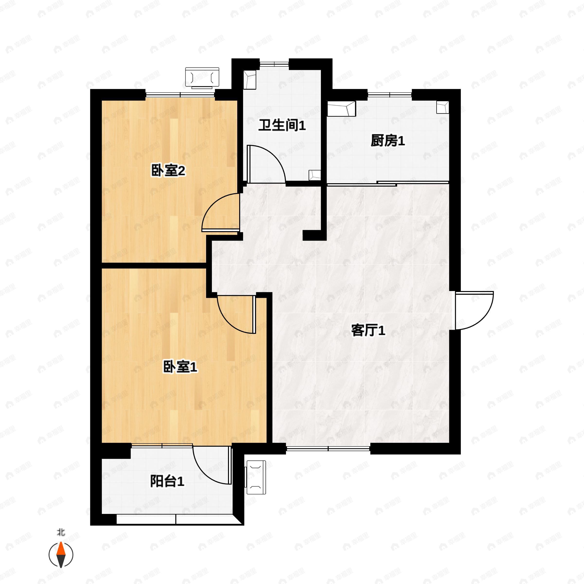 2室2厅1卫建面89平户型图