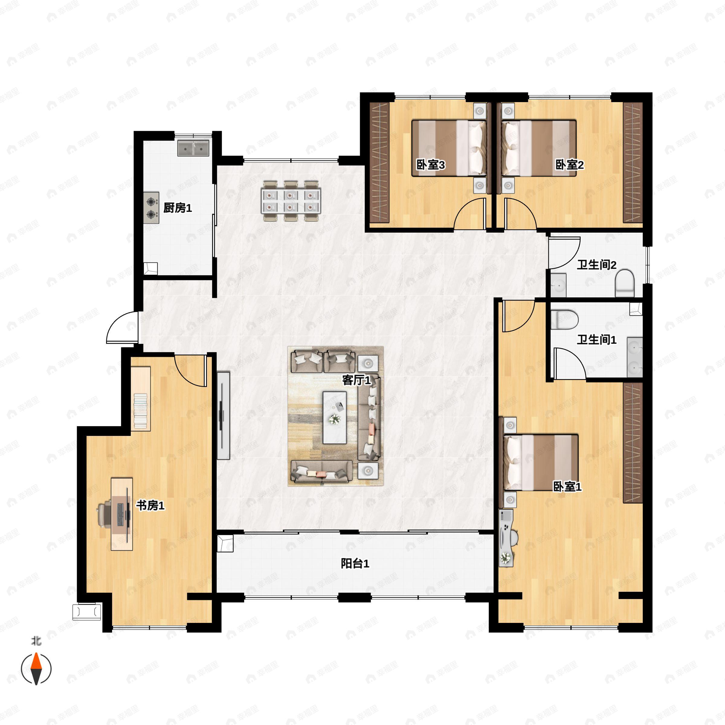 融汇新里程4室2厅2卫户型图