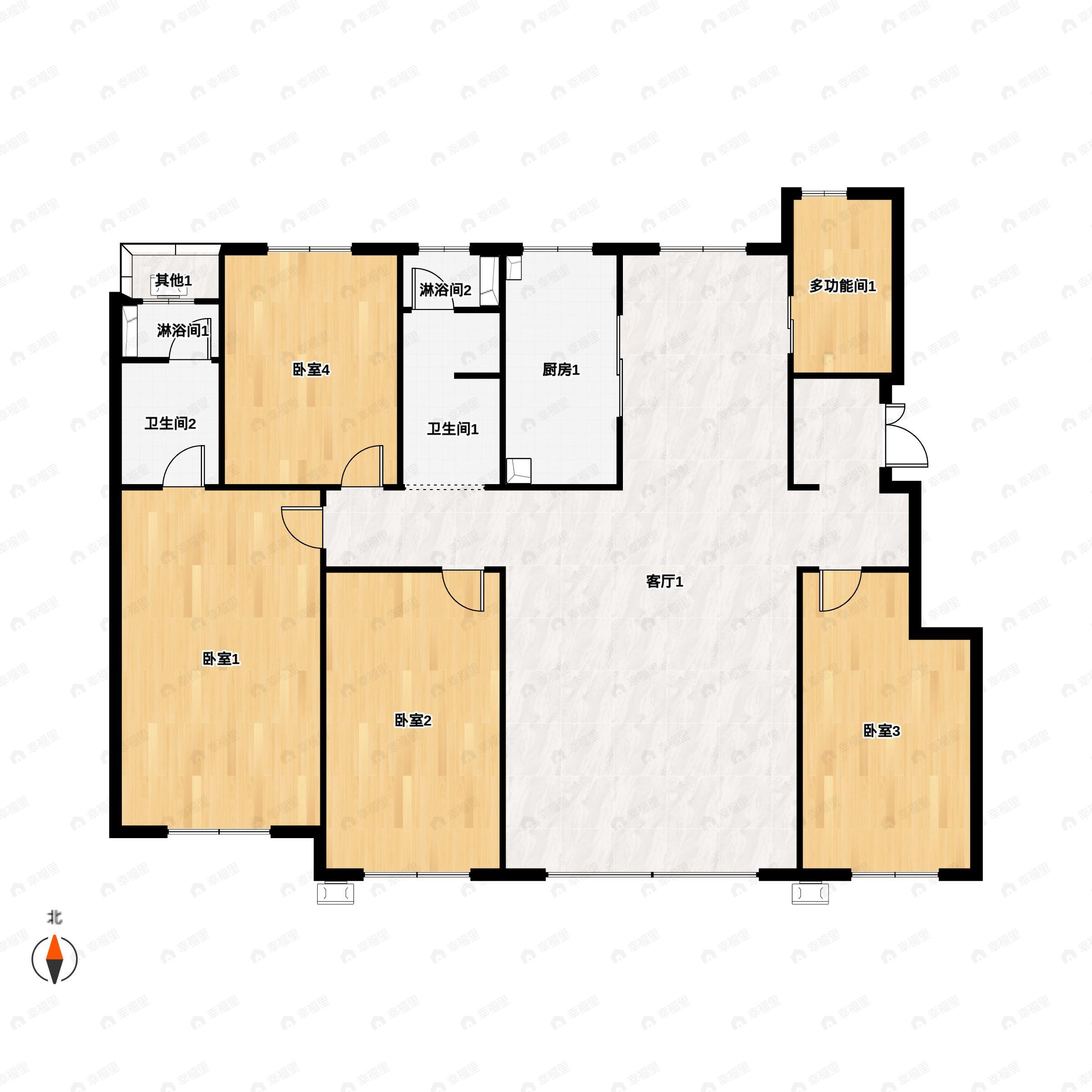 4室2厅2卫建面142平户型图