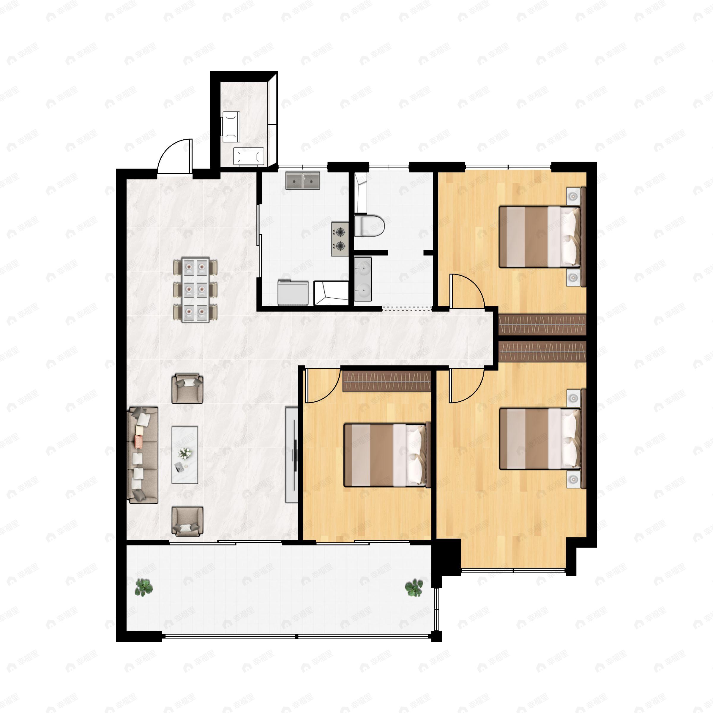 名邦紫庐轩3室2厅1卫户型图