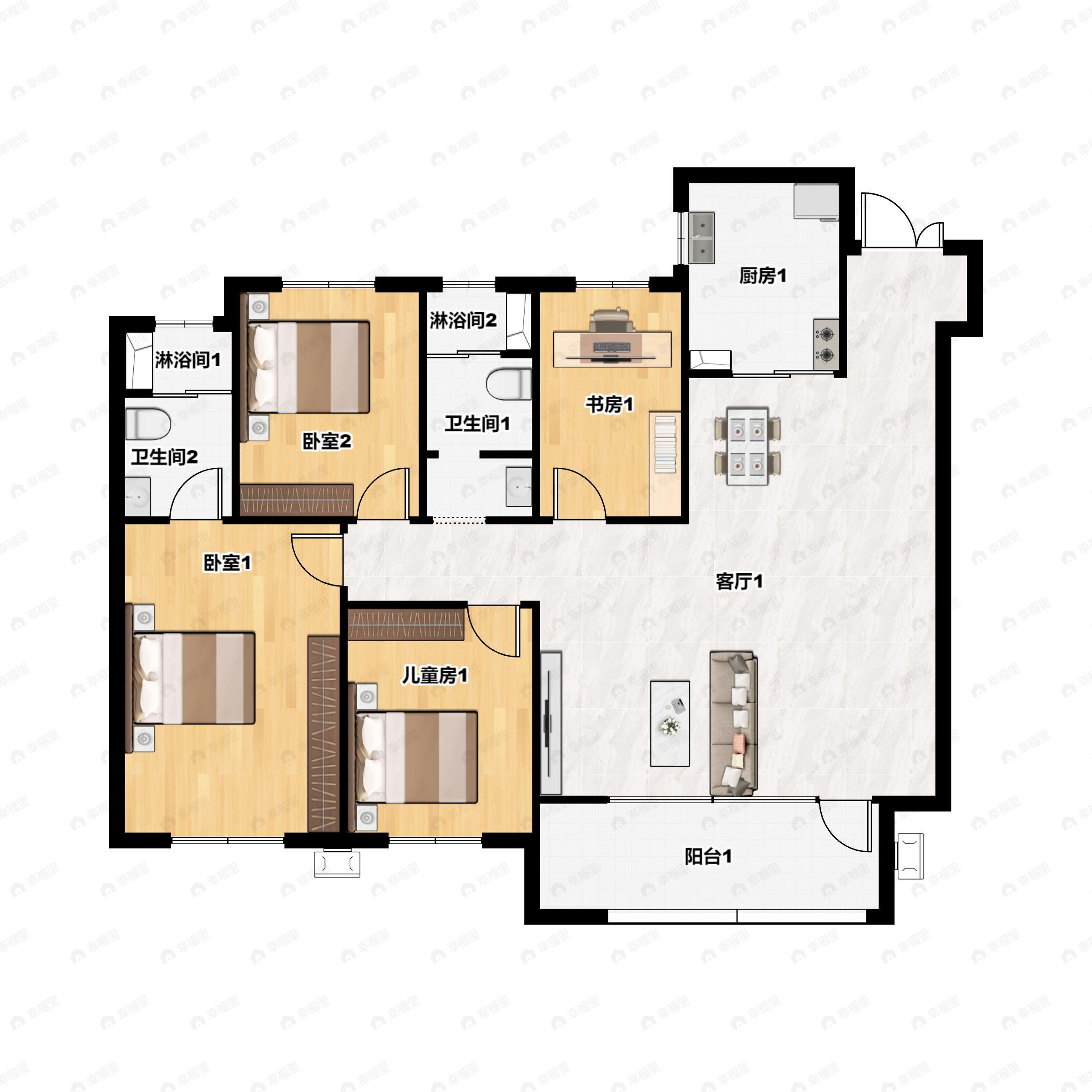 建发·南泊湾4室2厅2卫户型图