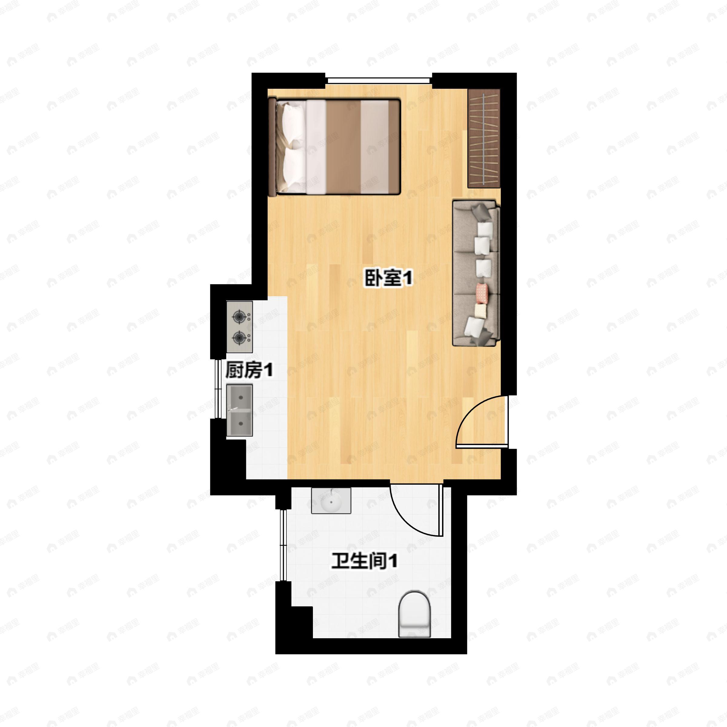 1室1卫建面27平户型图
