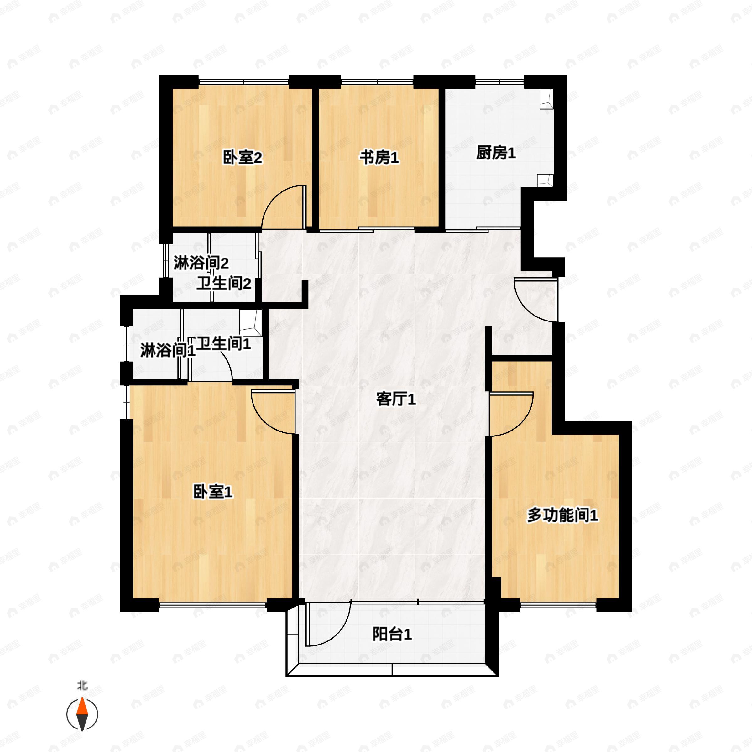 4室2厅2卫建面127平户型图