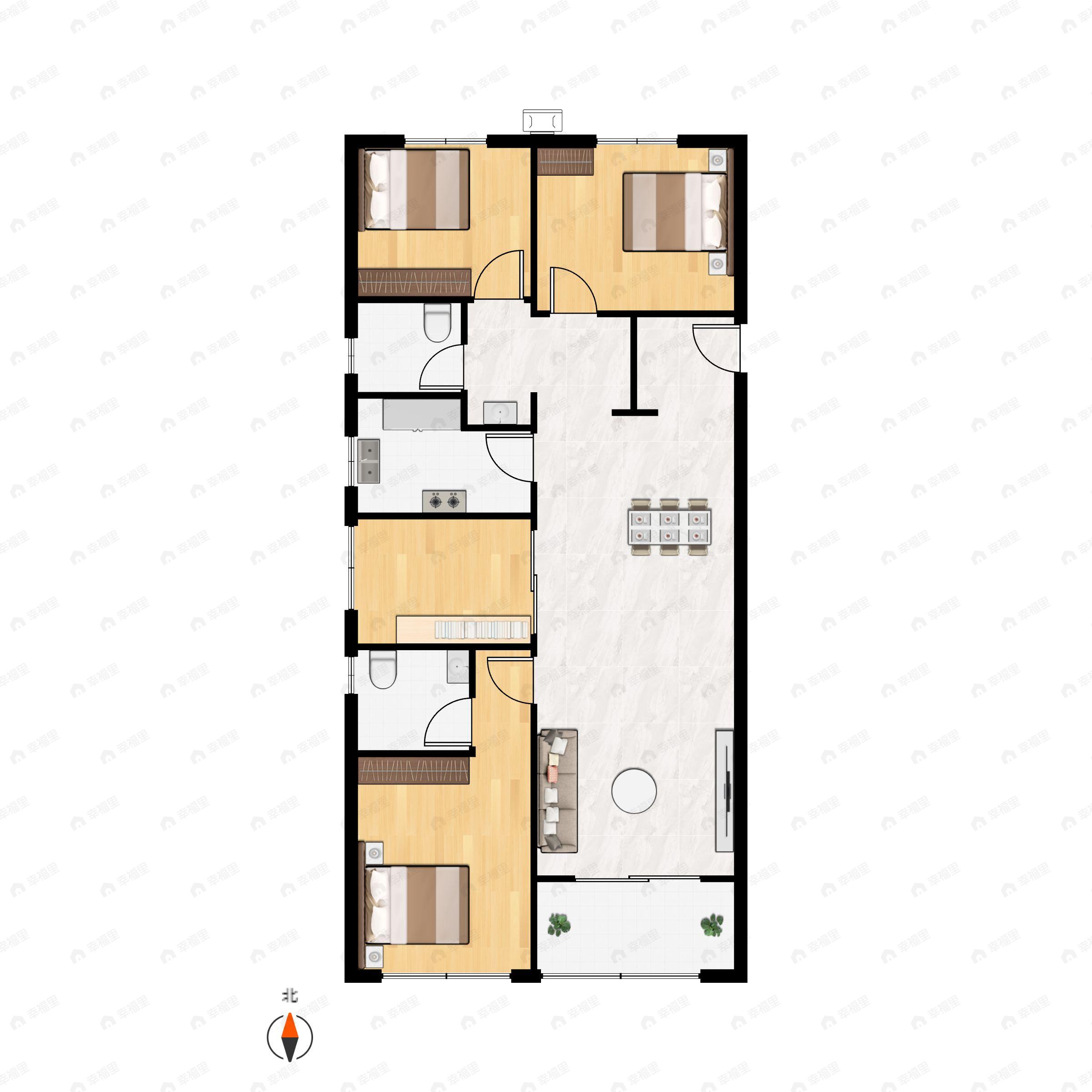 4室2厅2卫建面133平南户型图