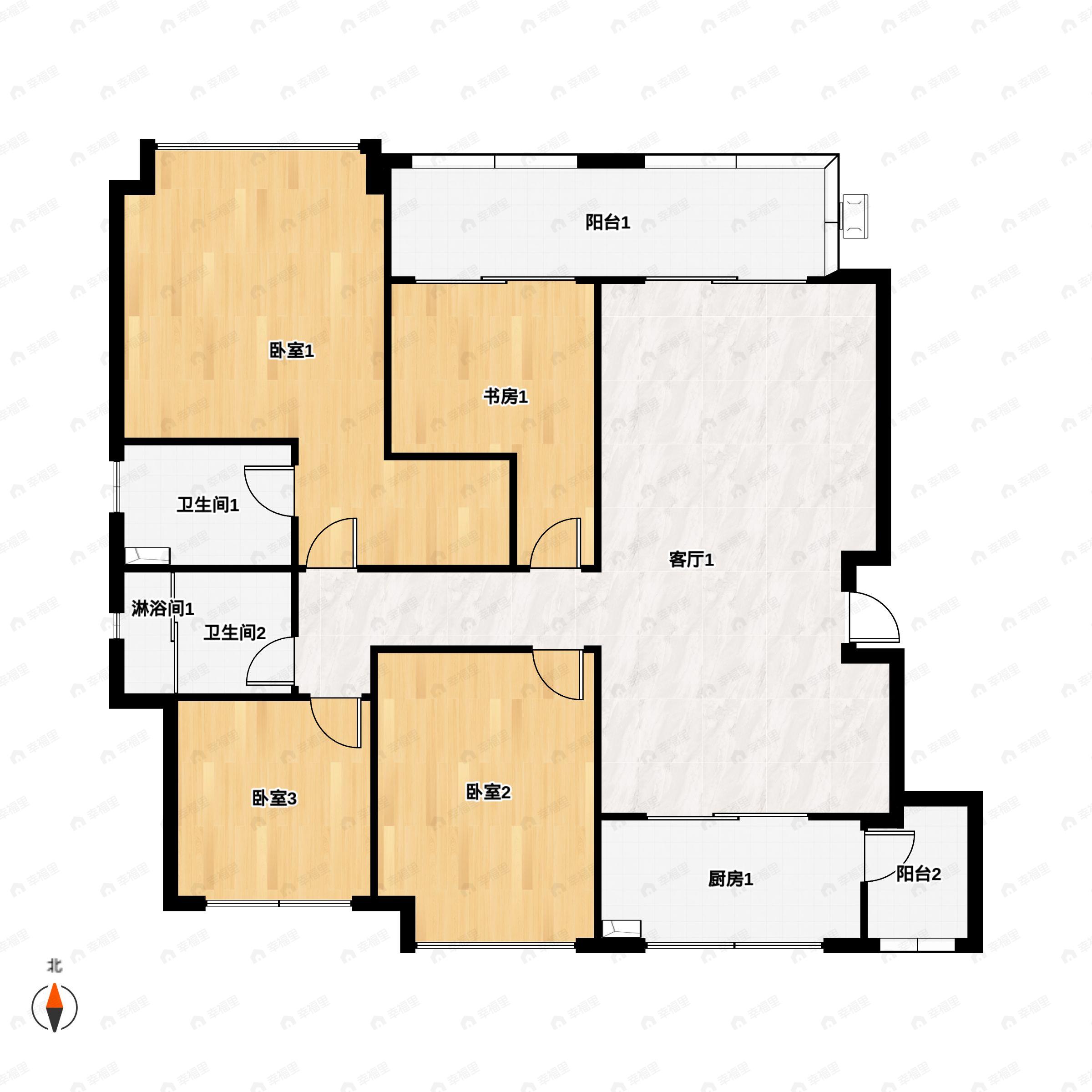 4室2厅2卫建面130平户型图
