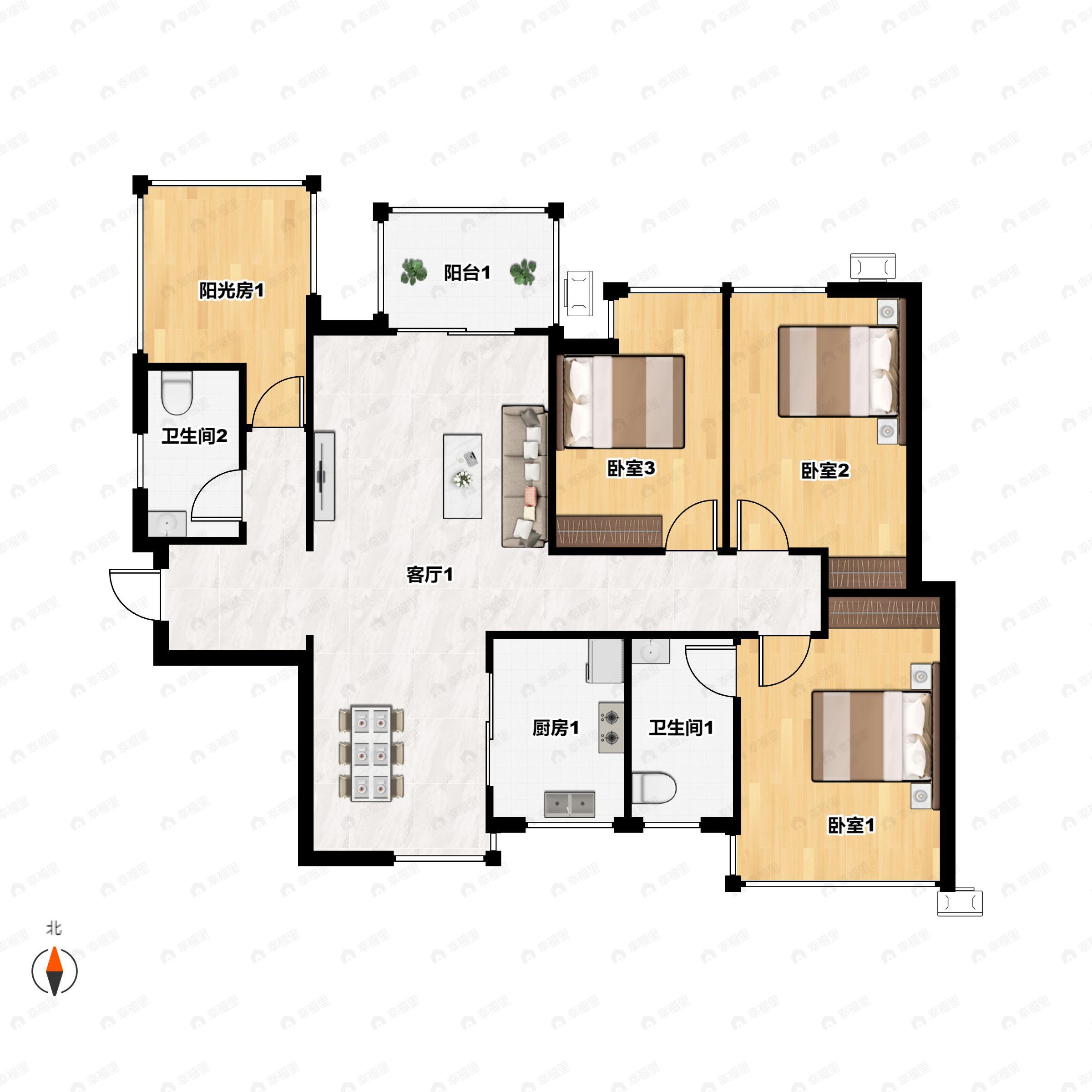 4室2厅2卫建面109平南户型图