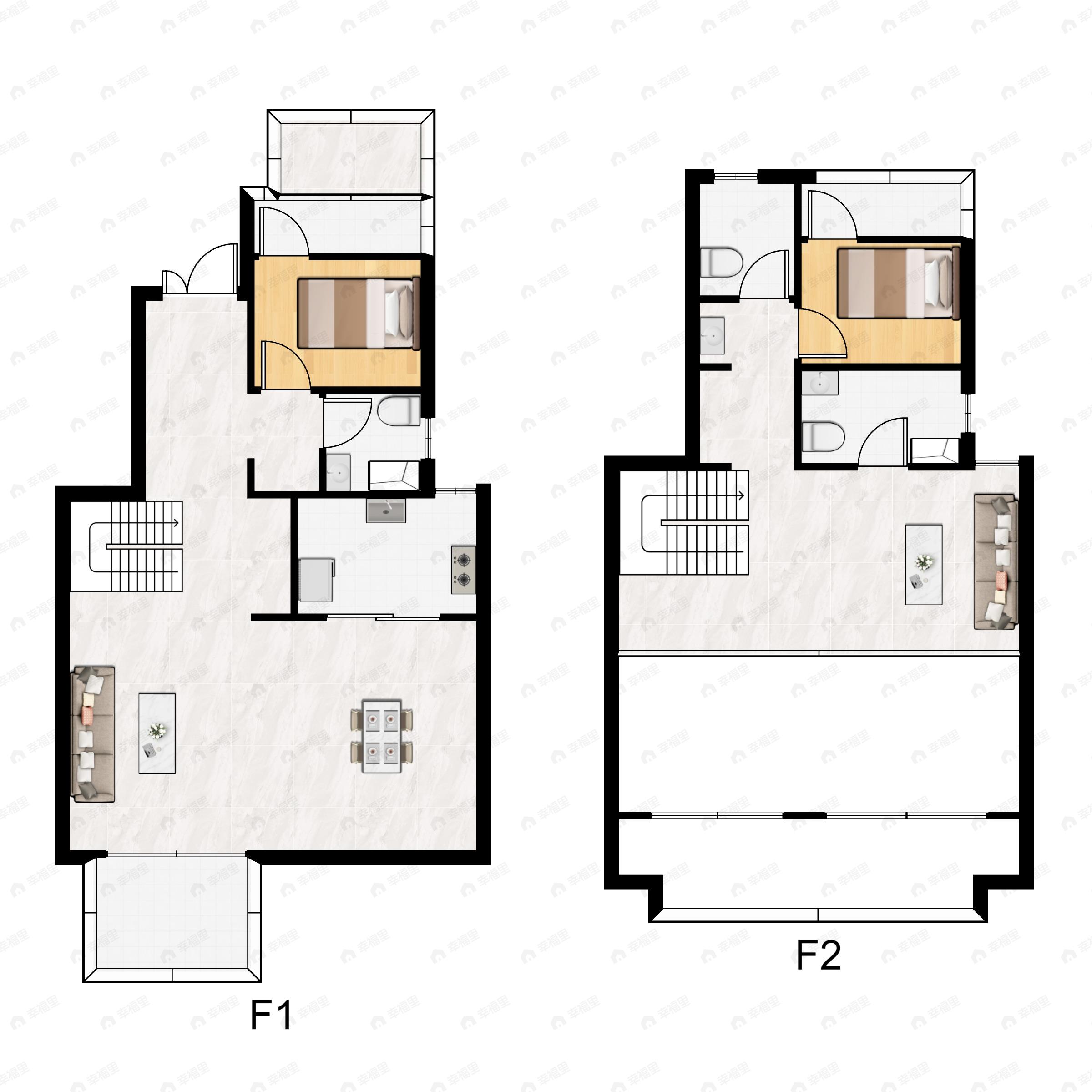 2室3厅3卫建面143m²南户型图