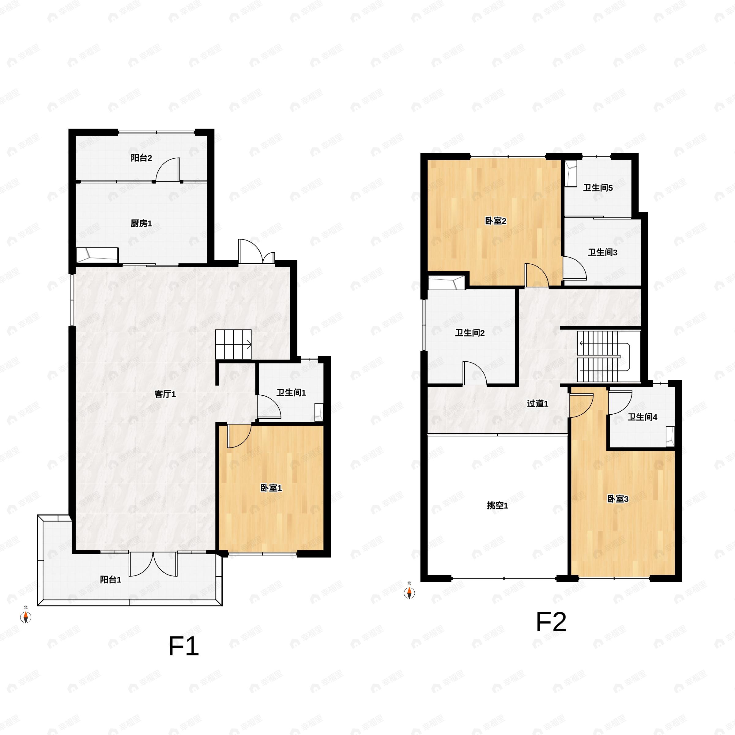 3室2厅4卫建面196平户型图