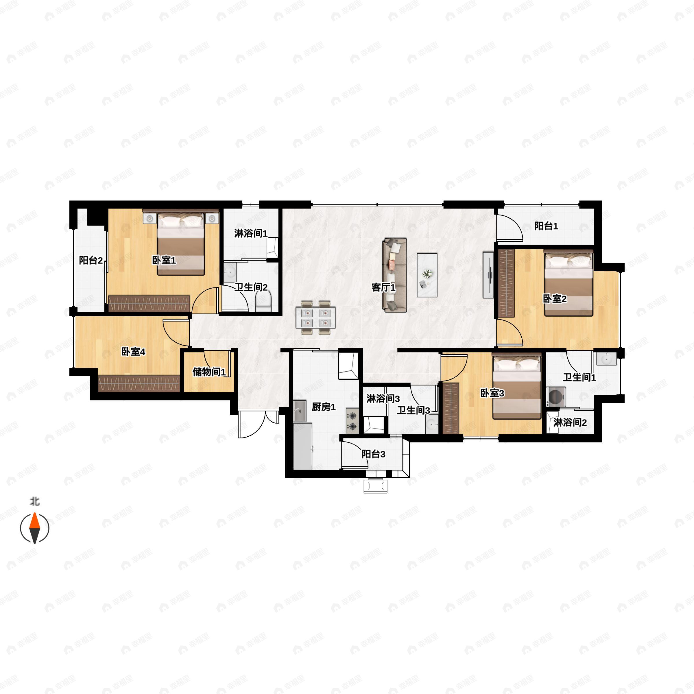 合景泰富天銮4室2厅3卫户型图
