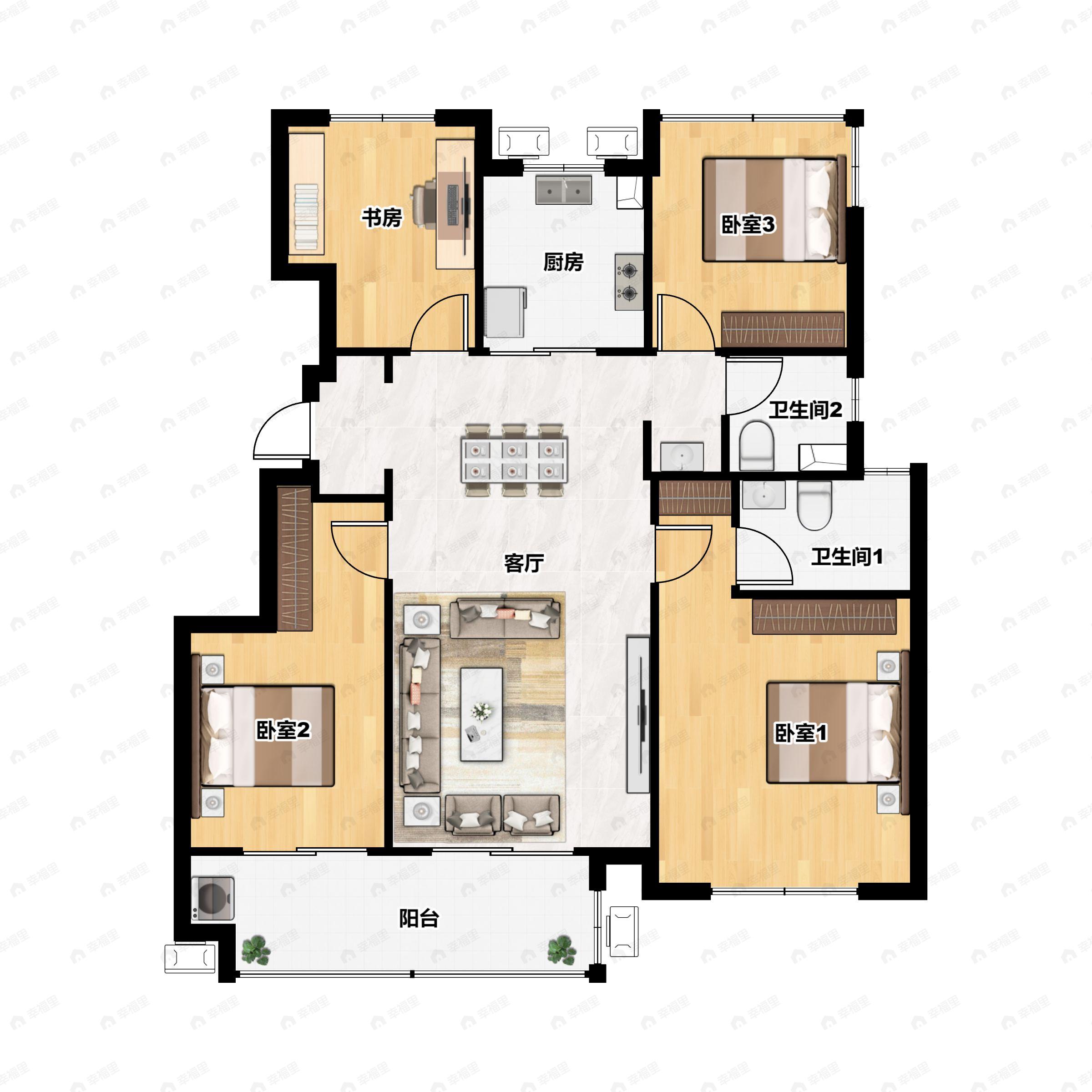 4室2厅2卫建面120平户型图