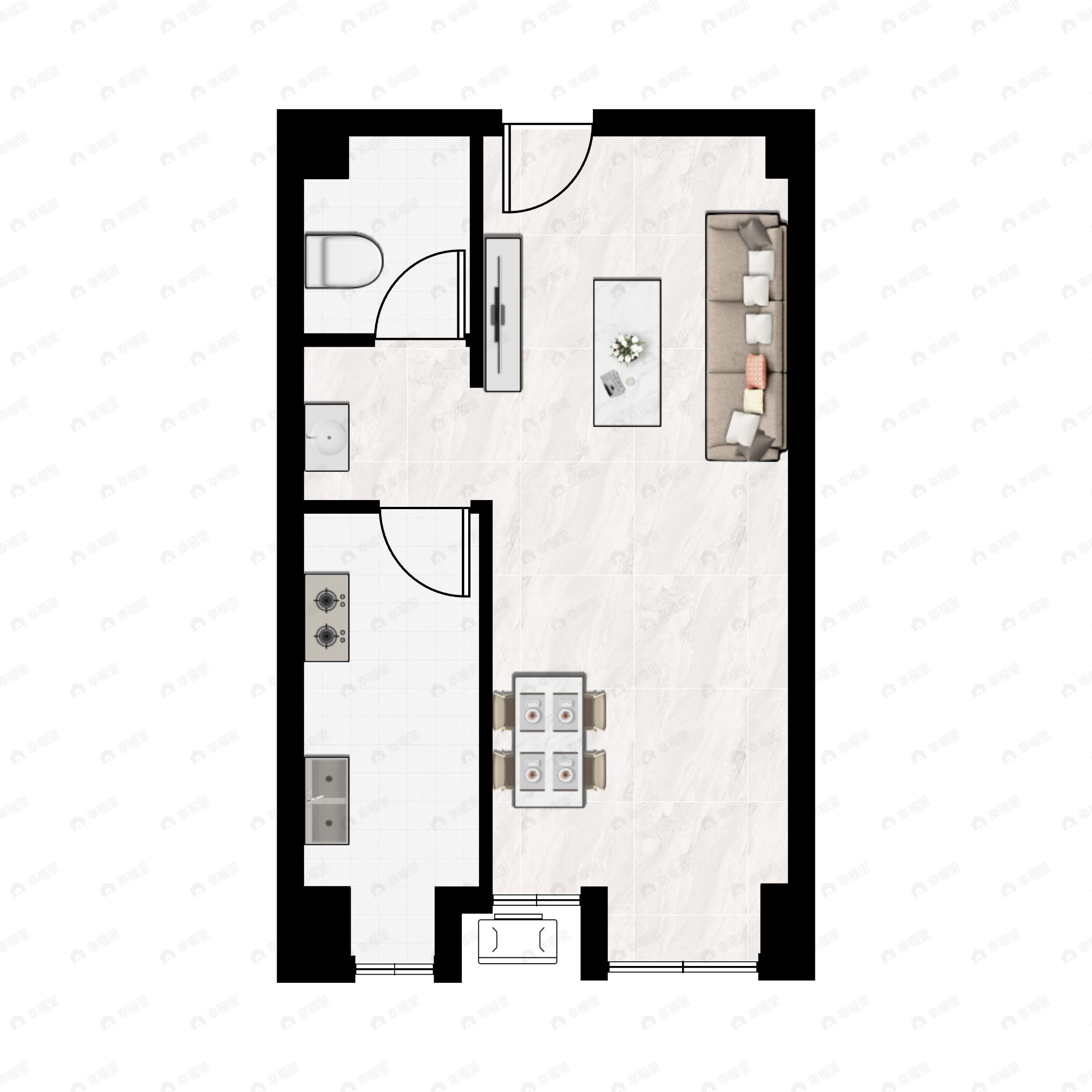 1室1厅1卫建面42平户型图