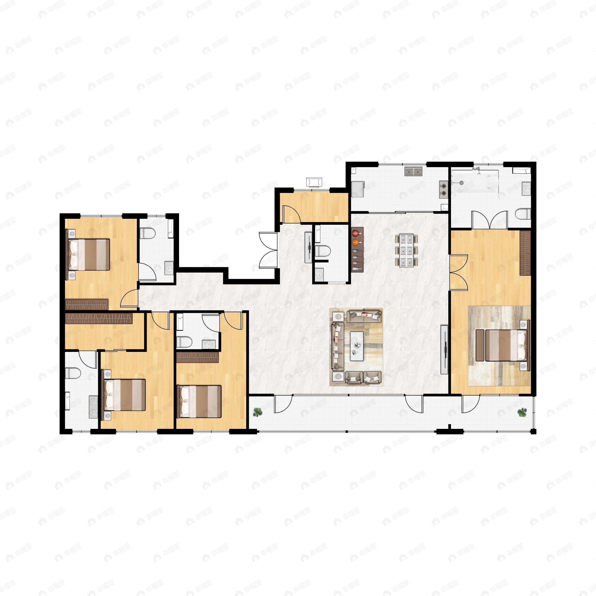 5室2厅5卫建面270平北|南户型图
