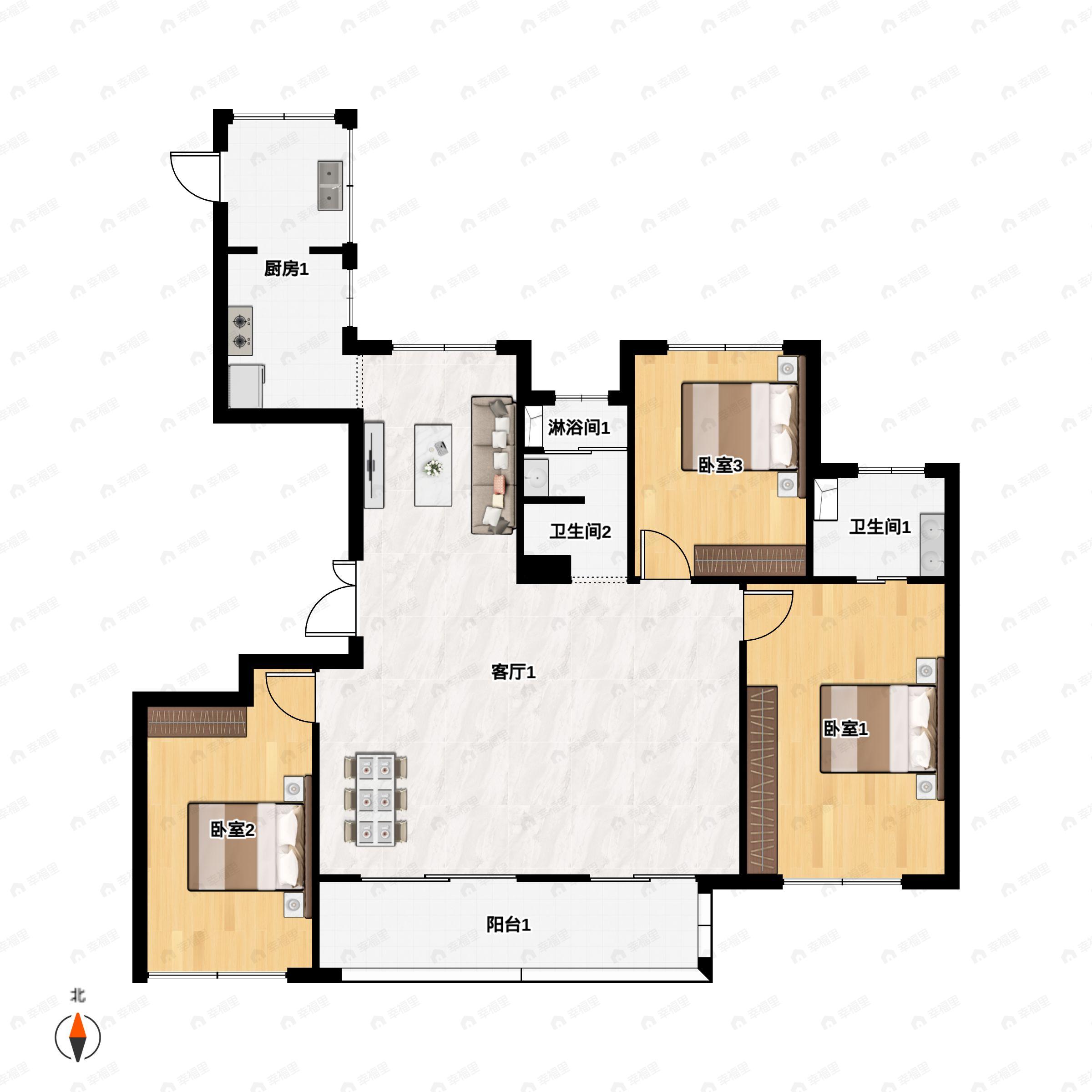 4室2厅2卫建面158平户型图
