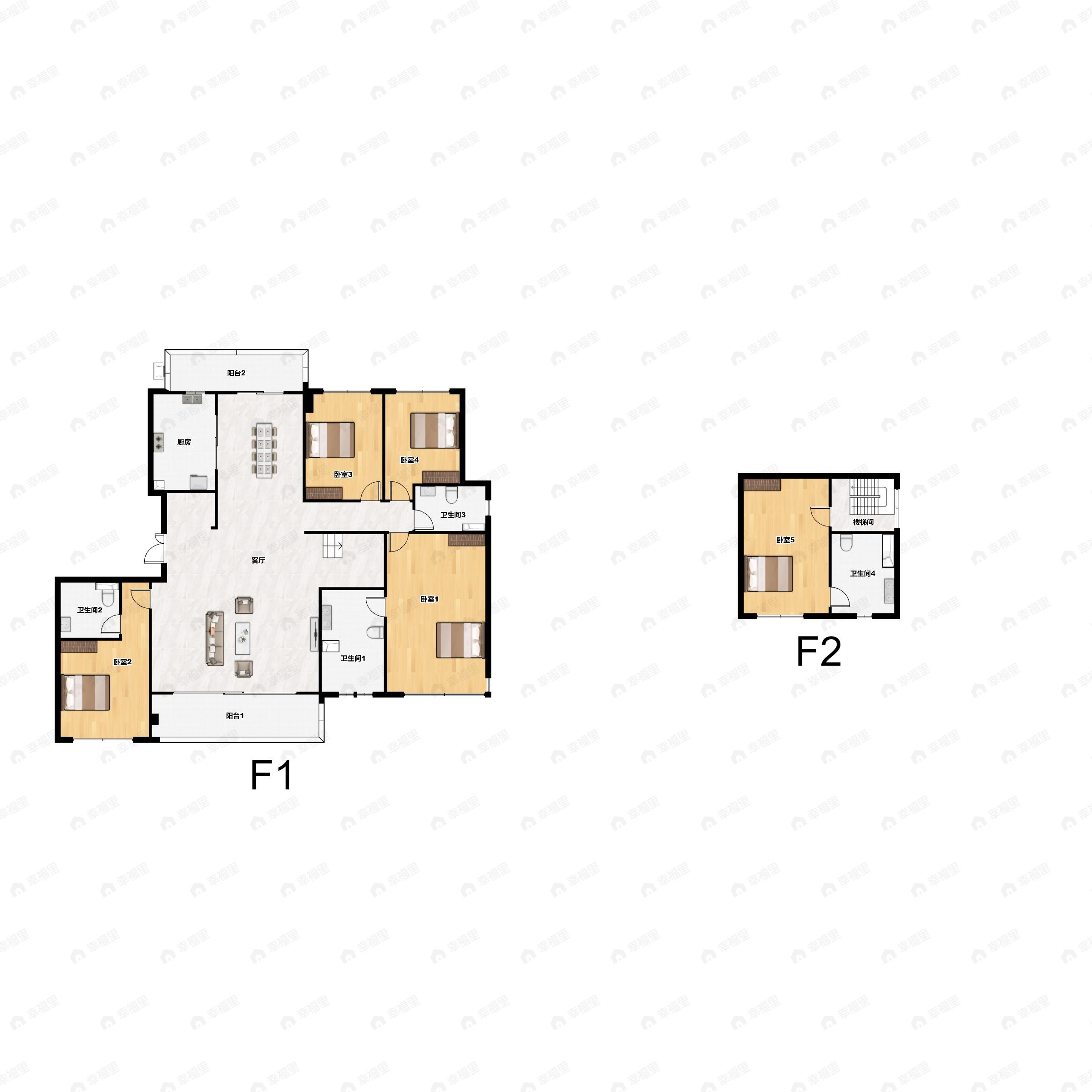 5室2厅4卫建面230平户型图